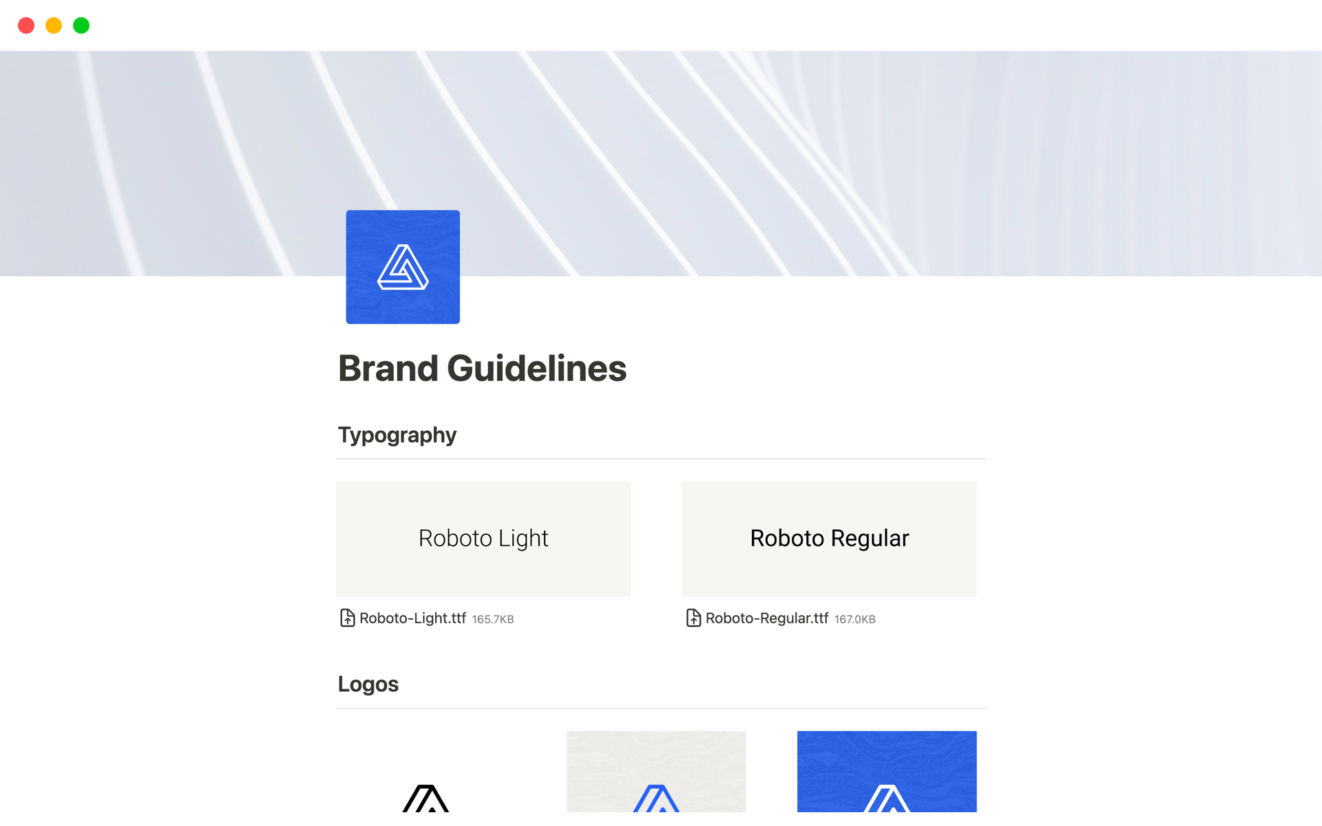 A template preview for Public Brand Guidelines