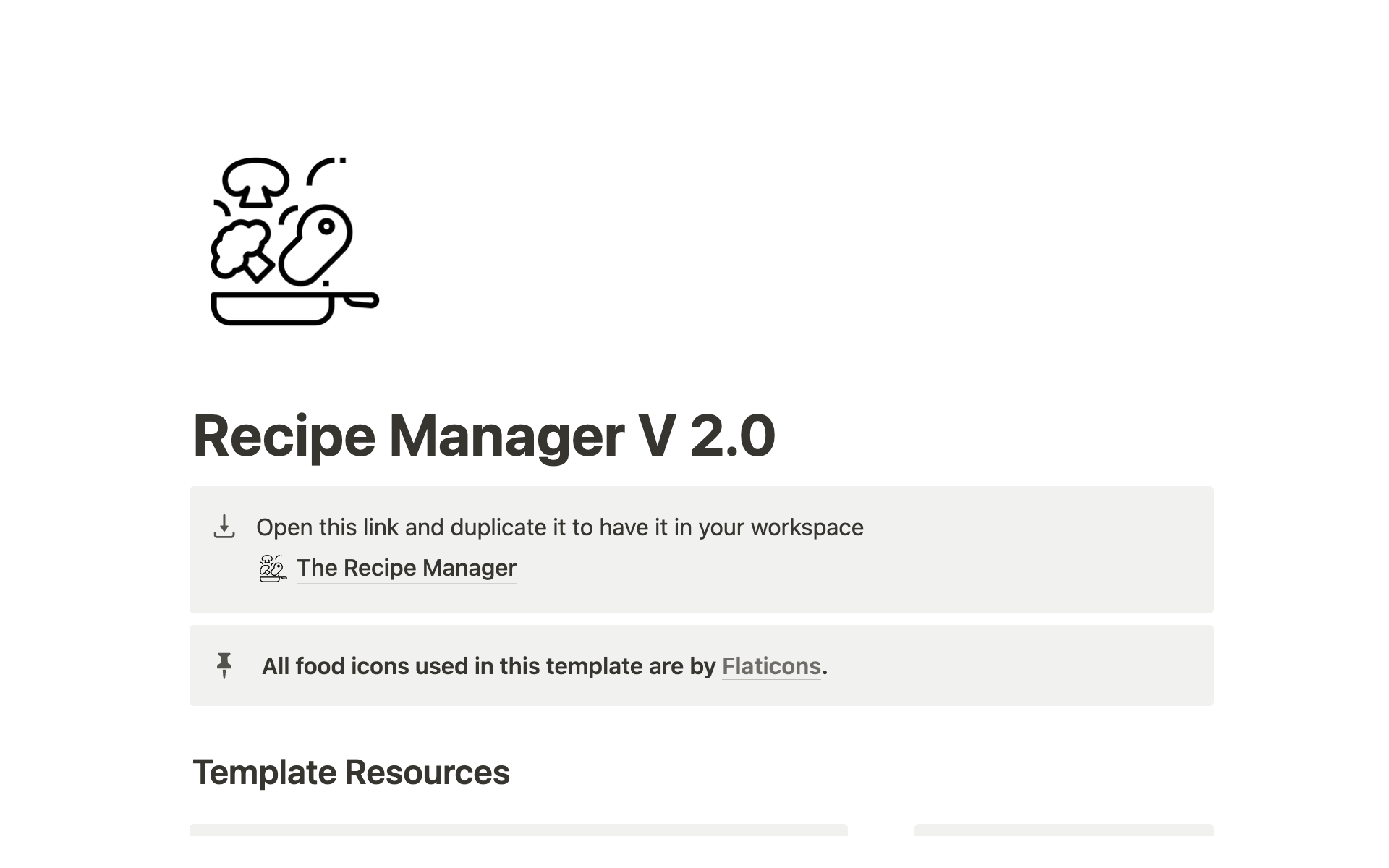 Aperçu du modèle de Notion Recipe Manager & Meal Planner