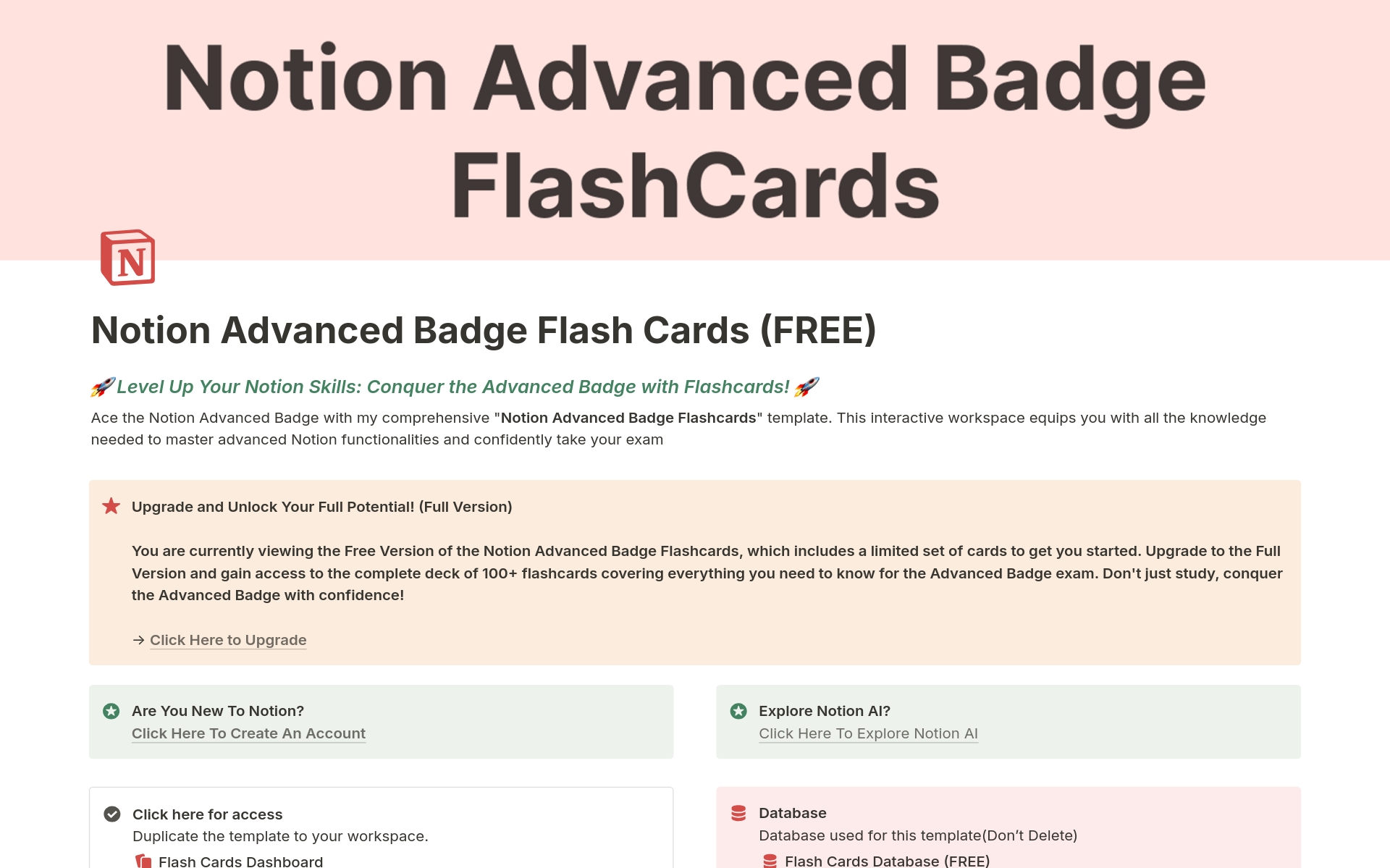 A template preview for Advanced Badge Flash Cards Deck