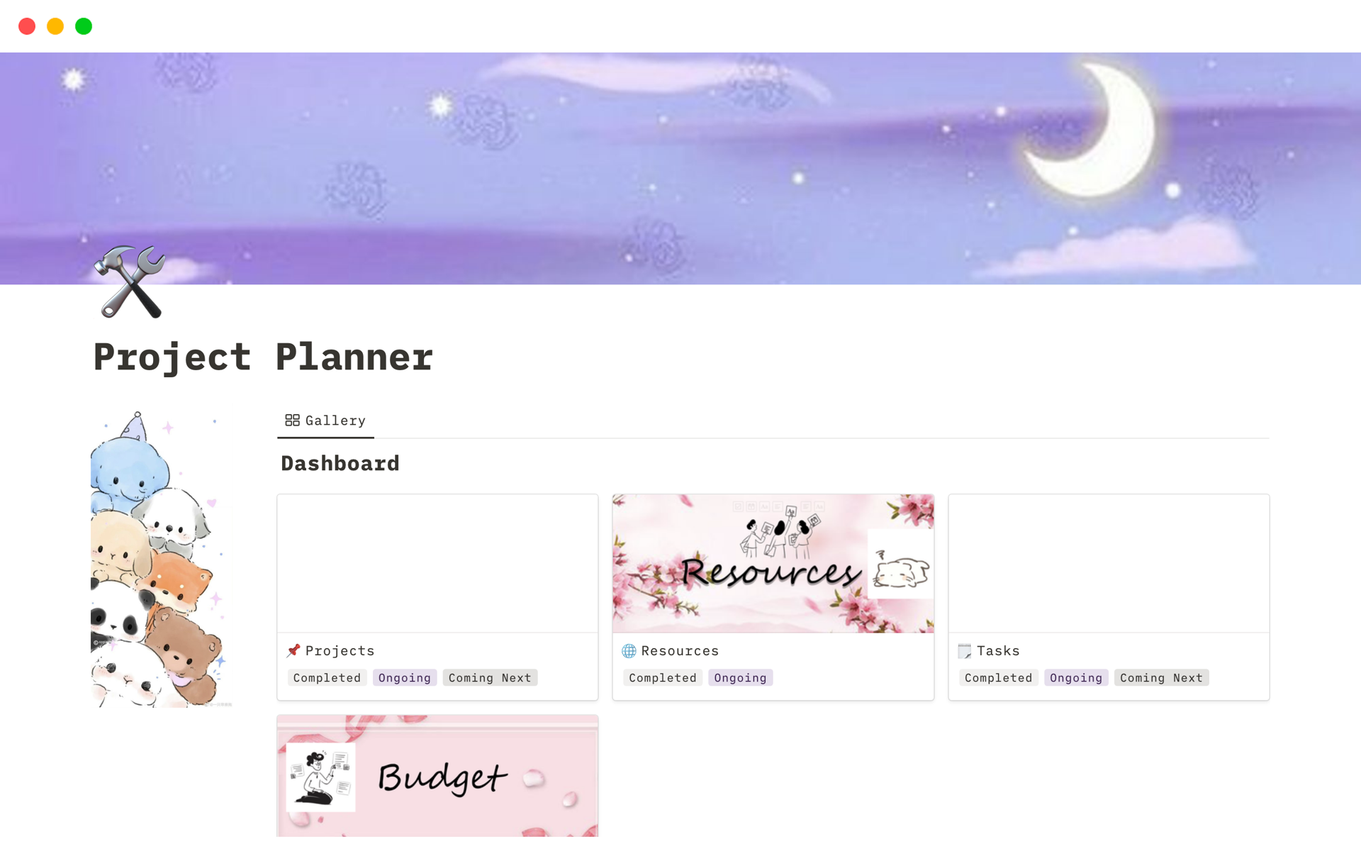 A template preview for Project Planner