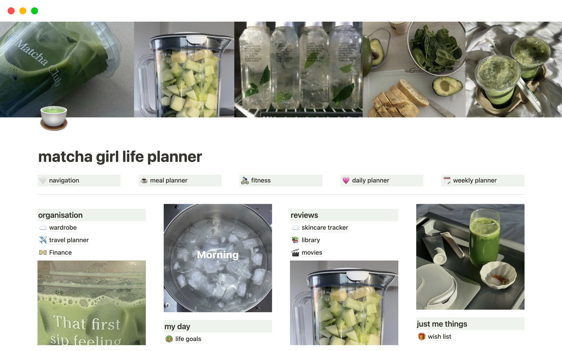 Get ready to be organised with this Matcha Aesthetic Notion Life Planner Template that has been carefully developed to coordinate your chores, schedules and much more. 