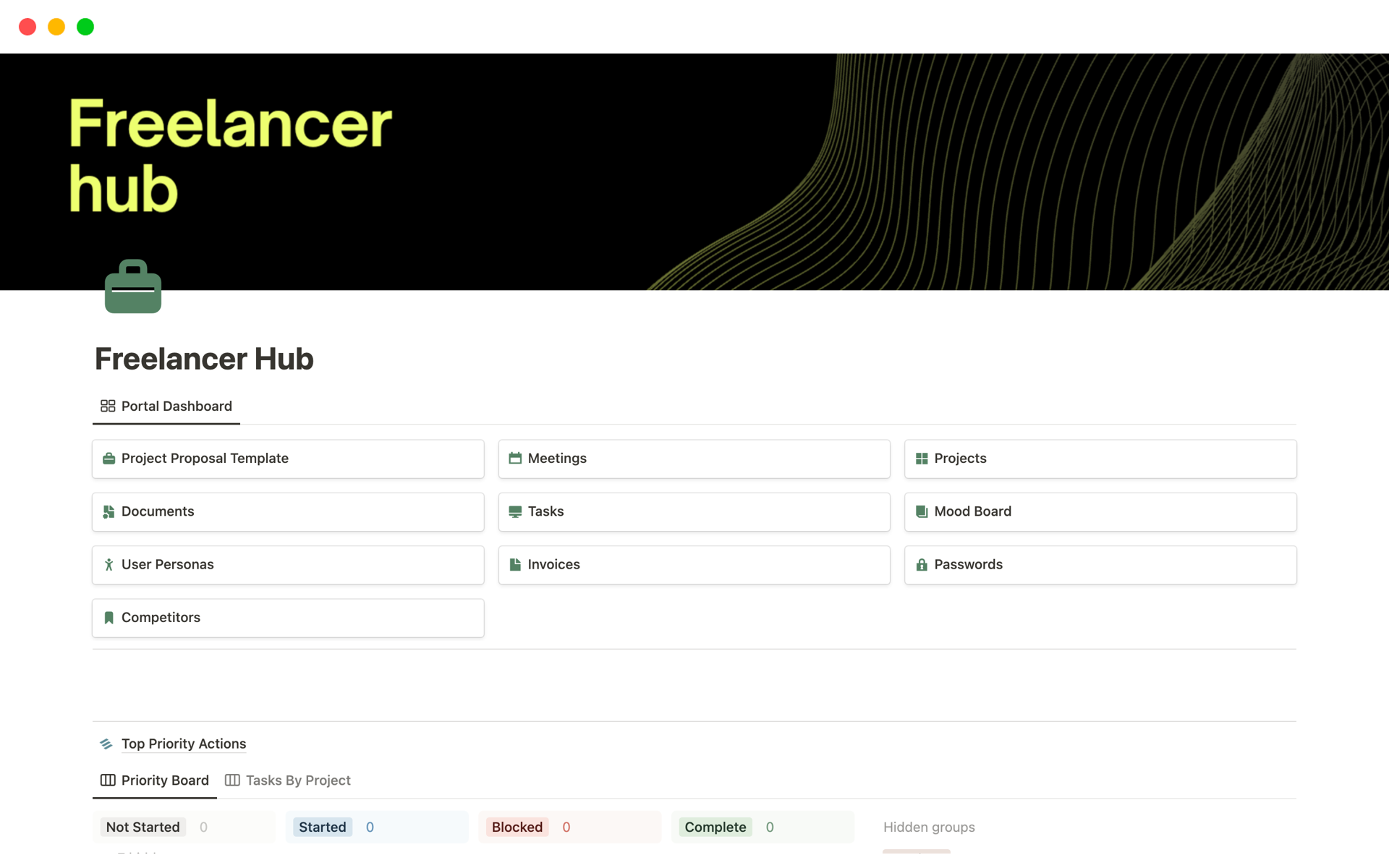 A template preview for Freelancer Hub