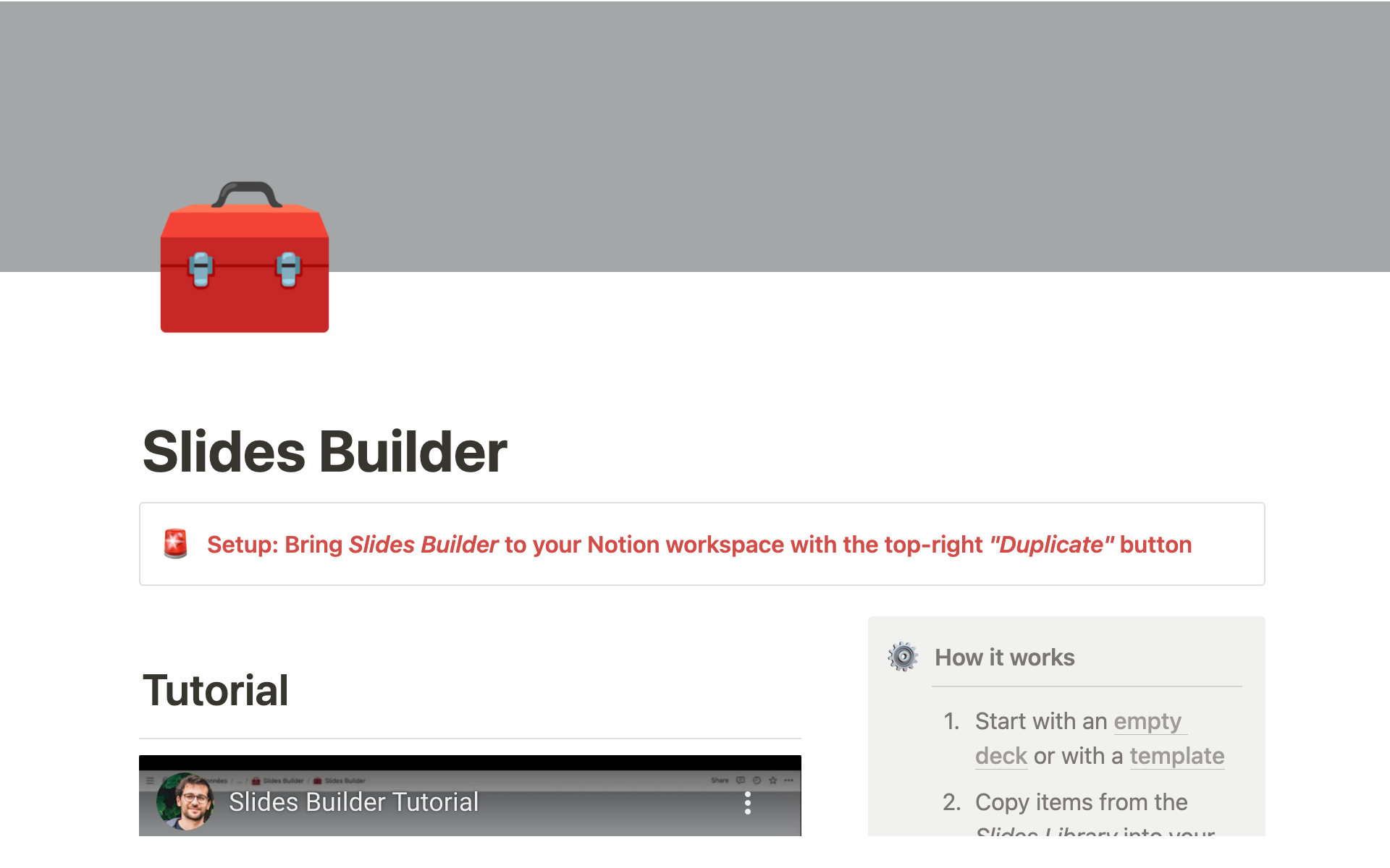 A template preview for Slides Builder