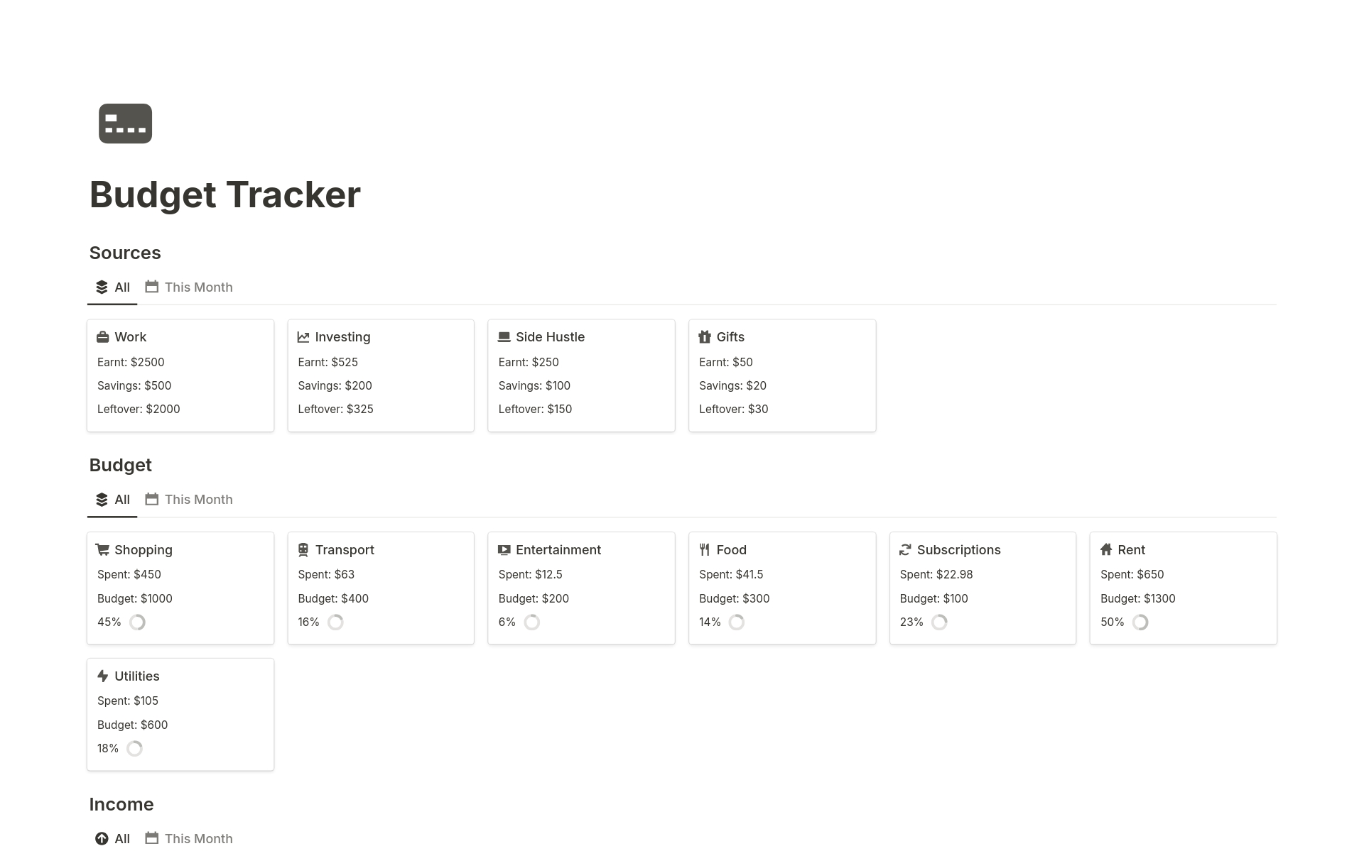 Manage your spending with Notion Budget Tracker