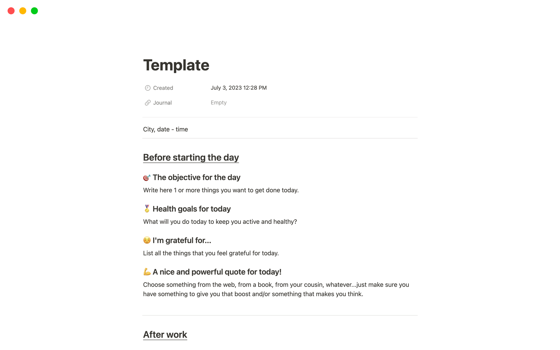 Daily Journal Notion Template