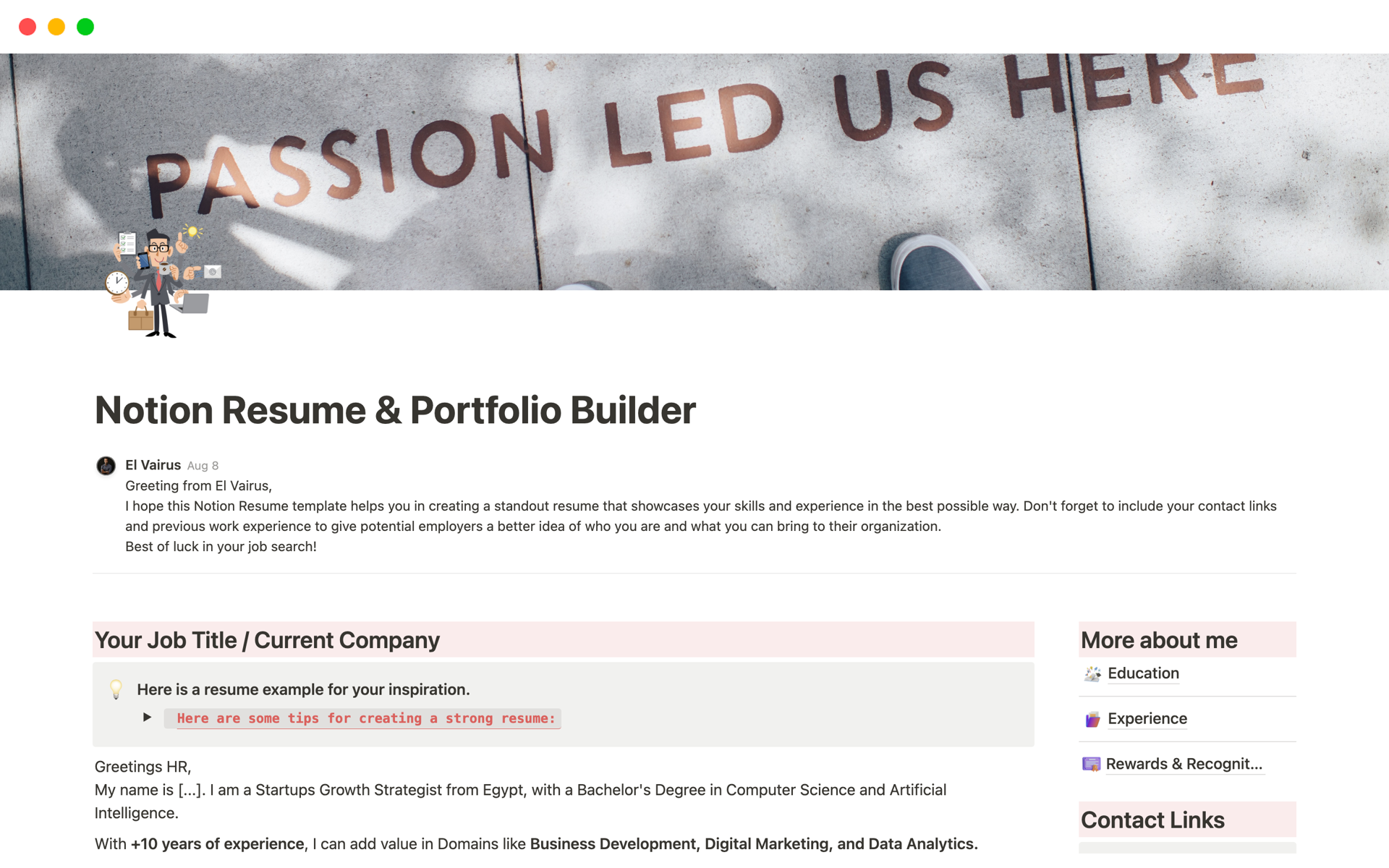 Notion Resume amp Portfolio Builder - Desktop 