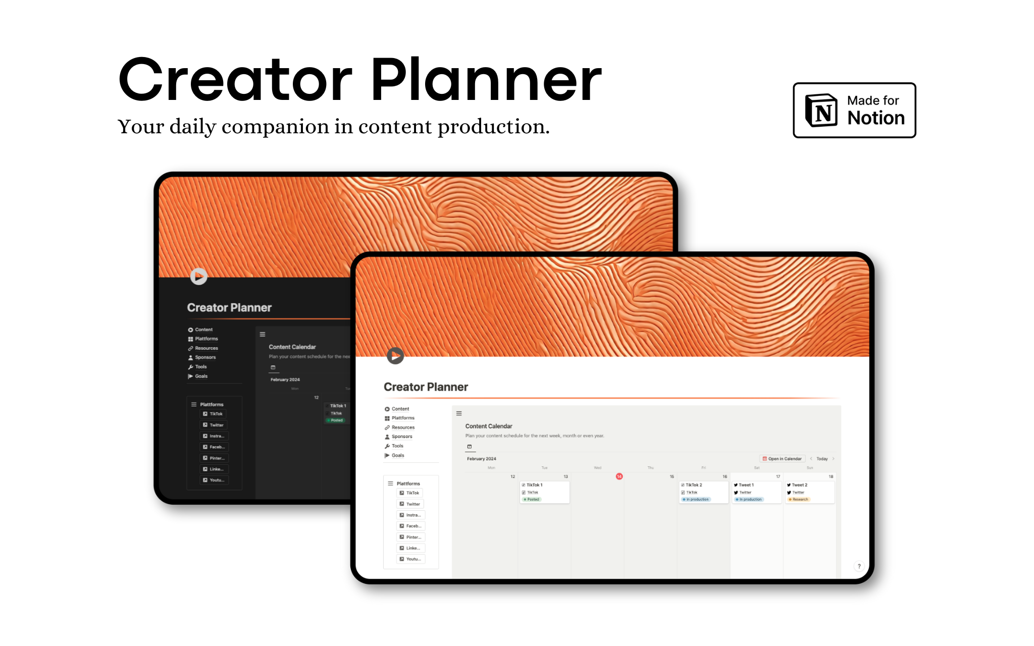 Overview content ideation and production, start planning your creator goals and manage resources.