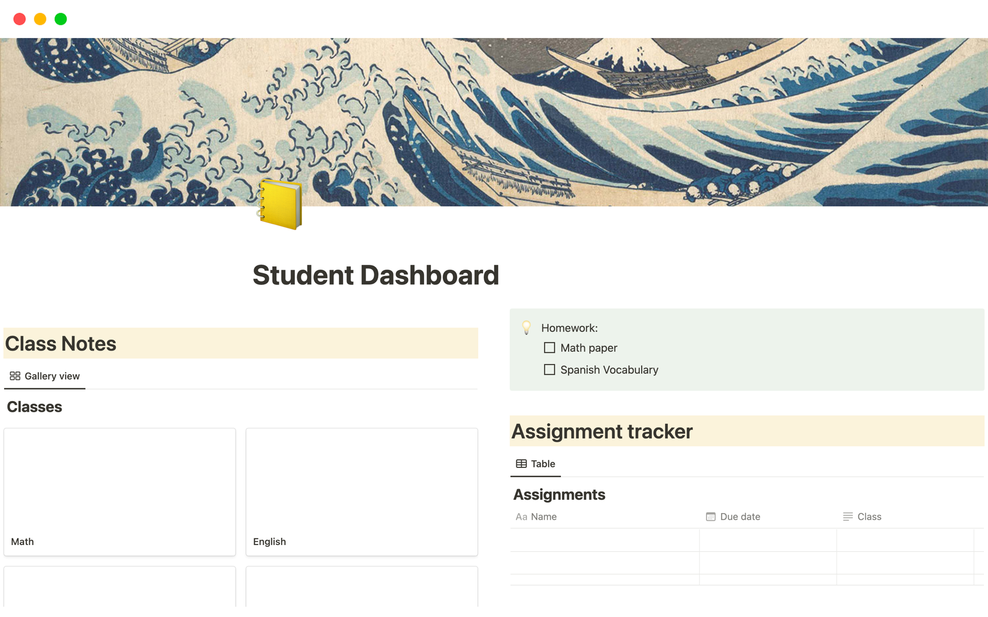 Eine Vorlagenvorschau für Student Dashboard 