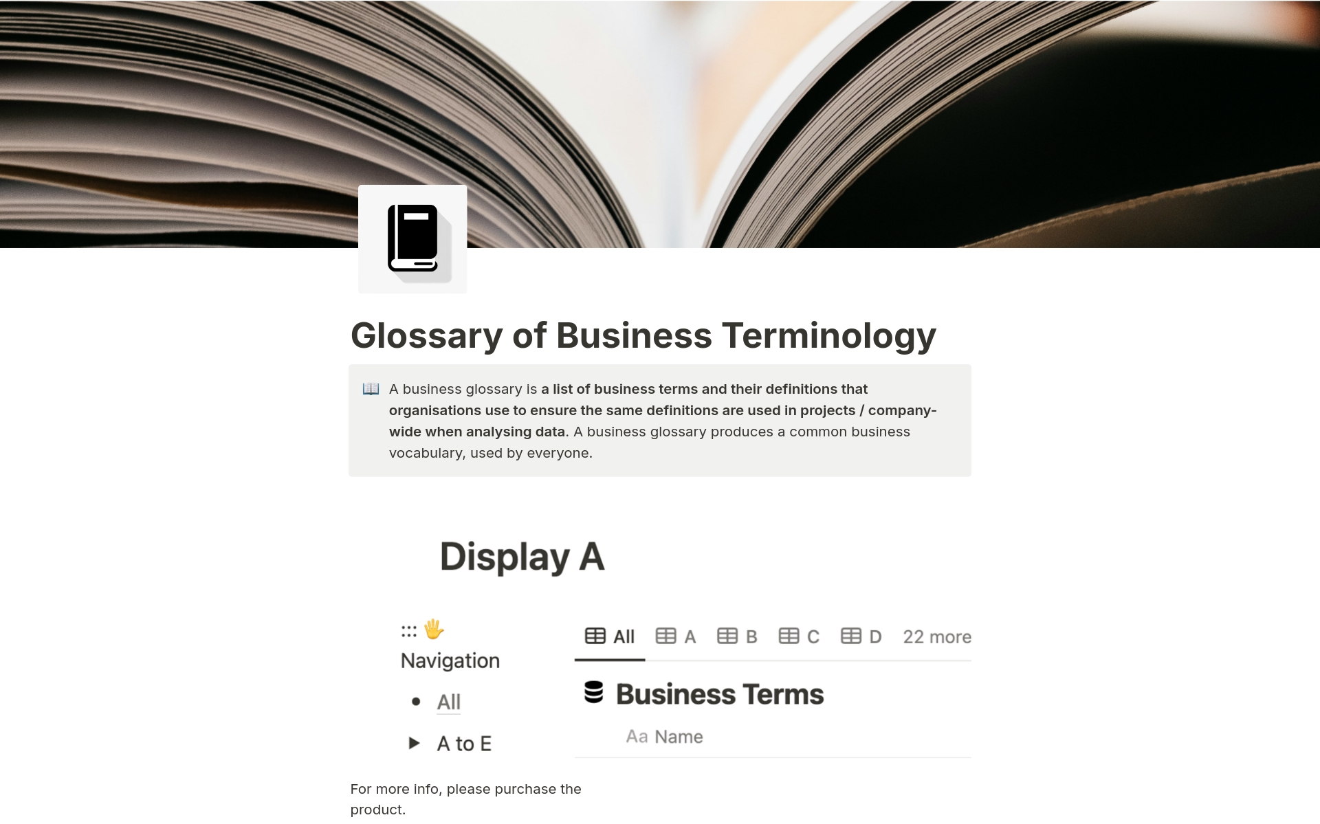 Vista previa de plantilla para Glossary of Business Terminology