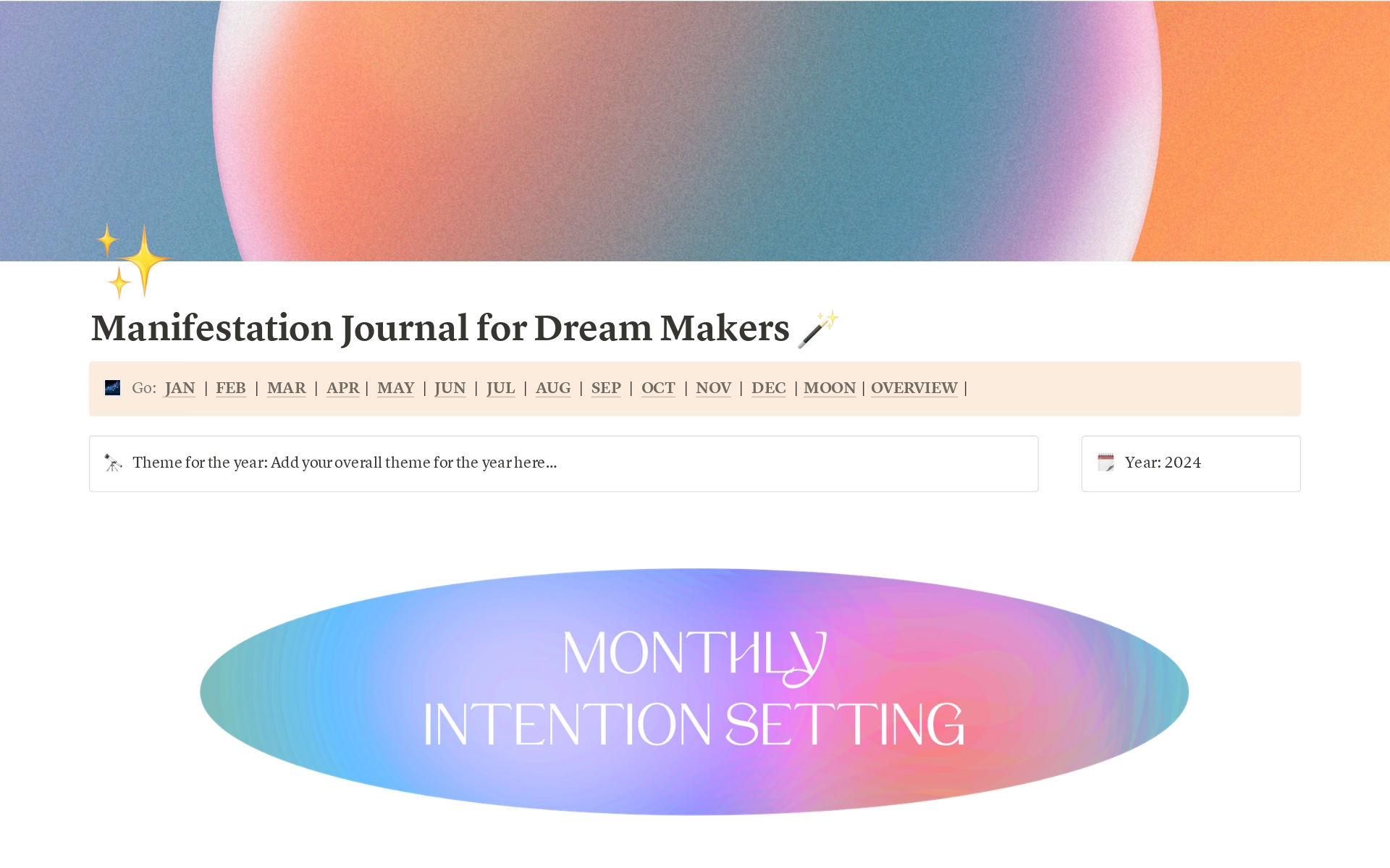 A template preview for Manifestation Journal for Dream Makers