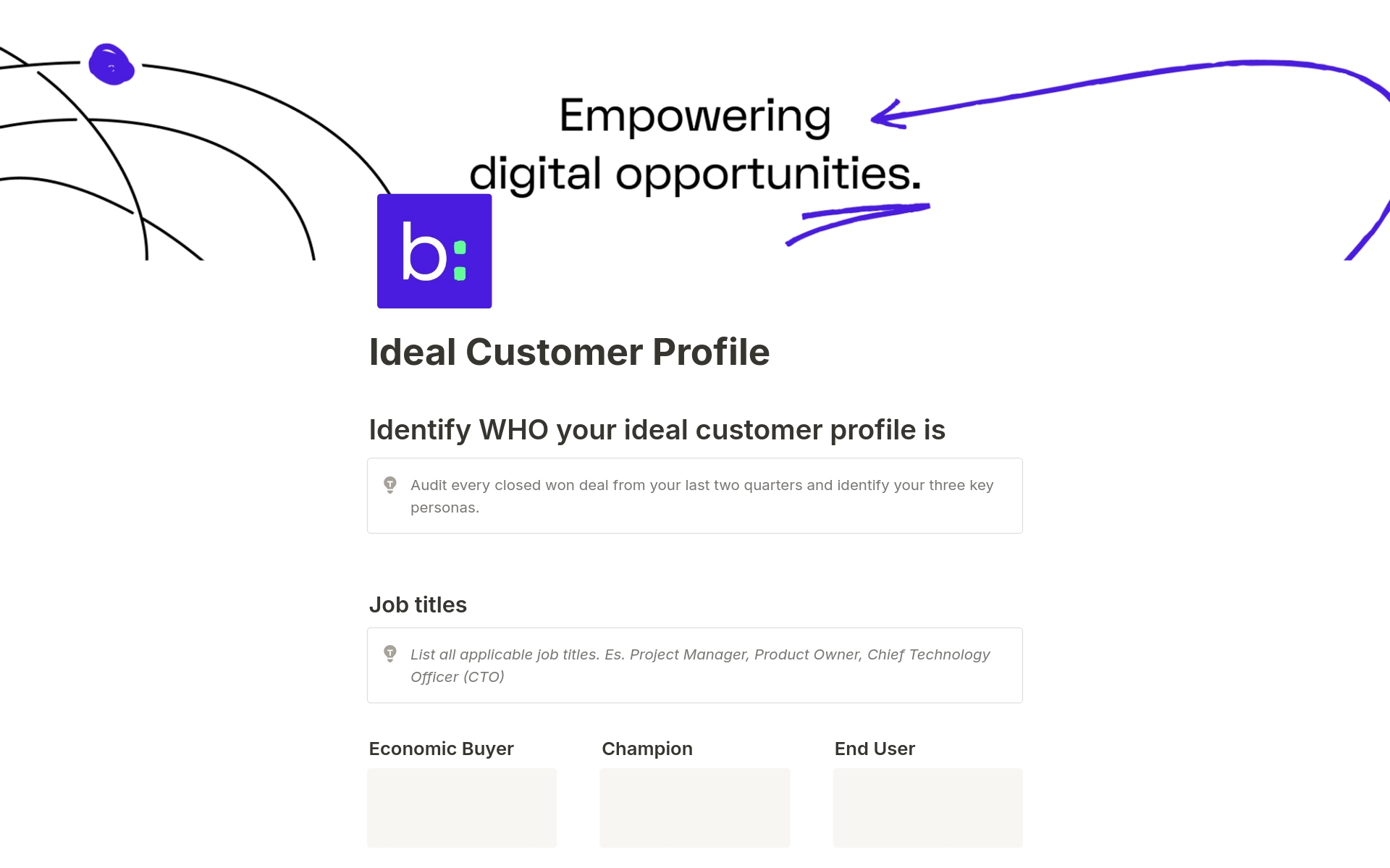 A template preview for Ideal Customer Profile