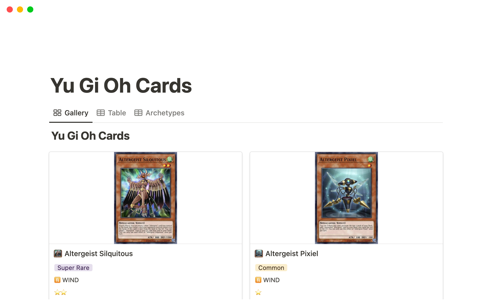 Yu Gi Oh Cards Notion Template