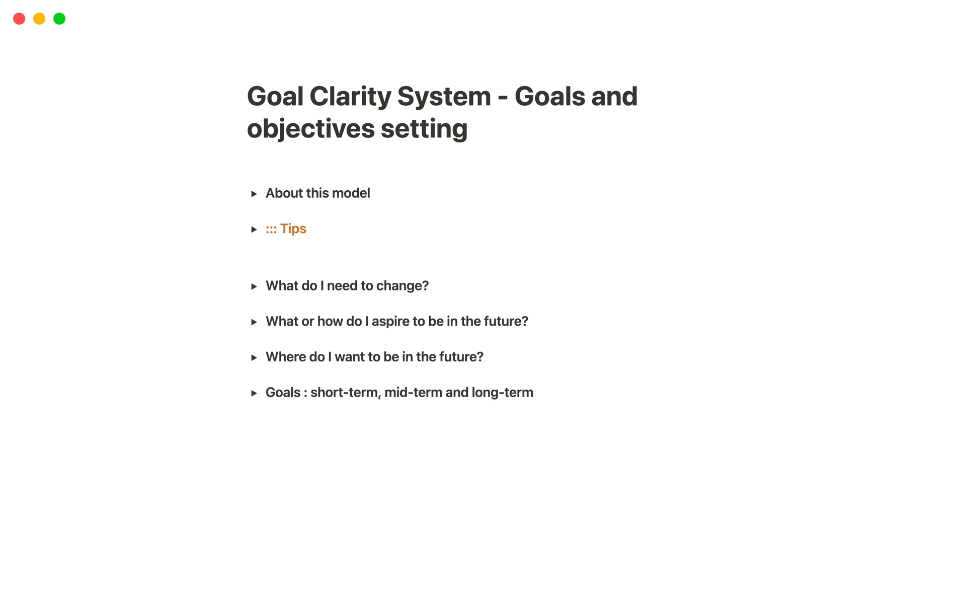 Goal Clarity System Goals and objectives setting Notion Template