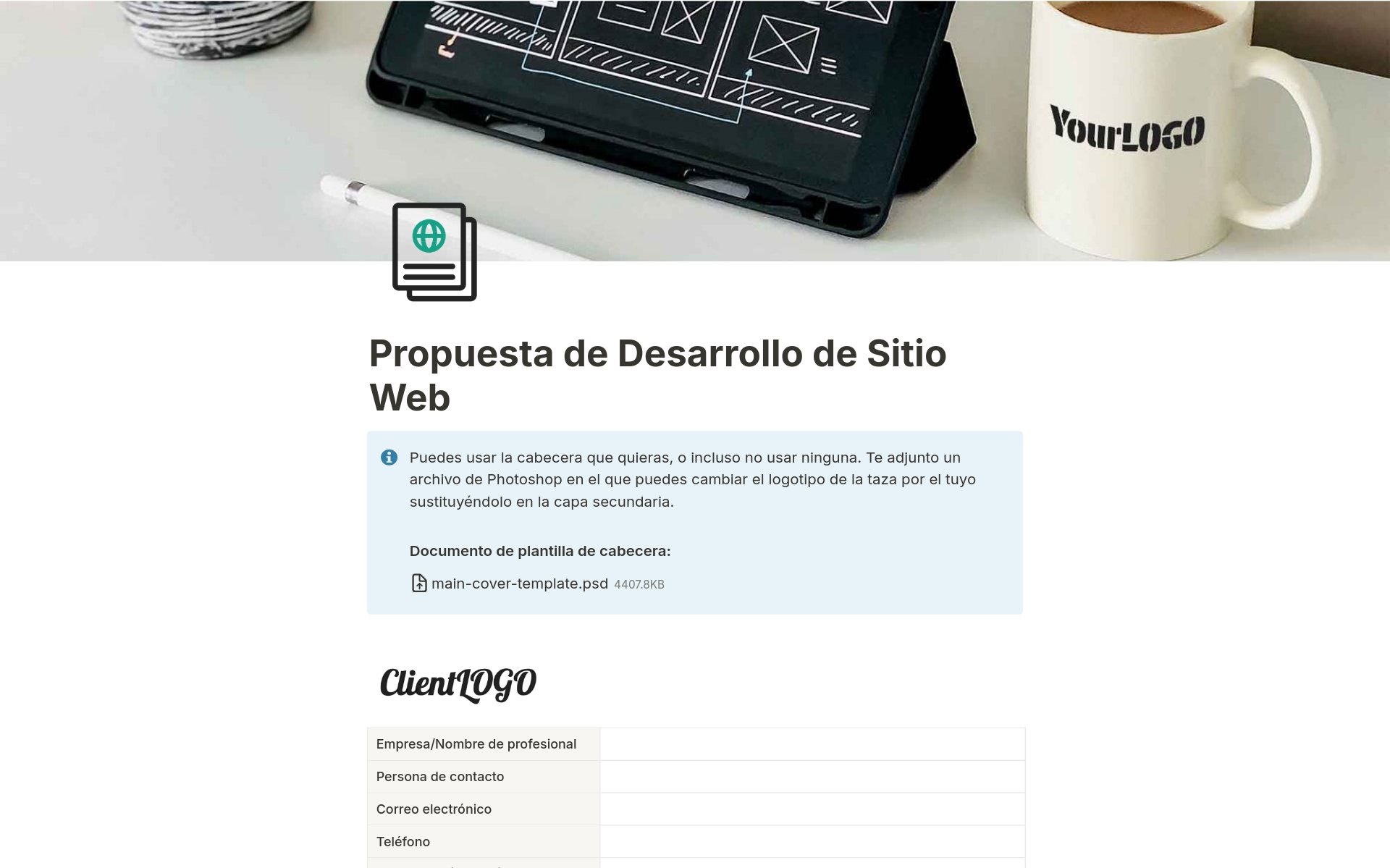 Eine Vorlagenvorschau für Propuesta de Desarrollo de Sitio Web