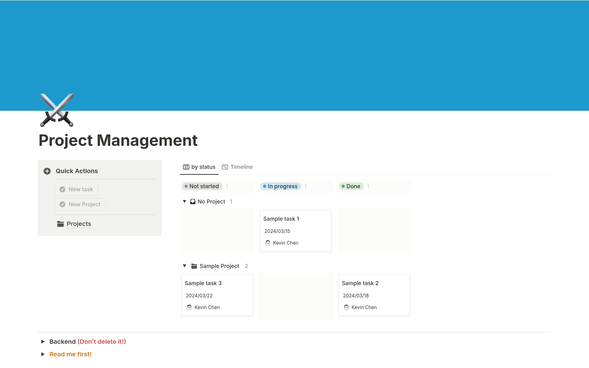 A template preview for Project Management