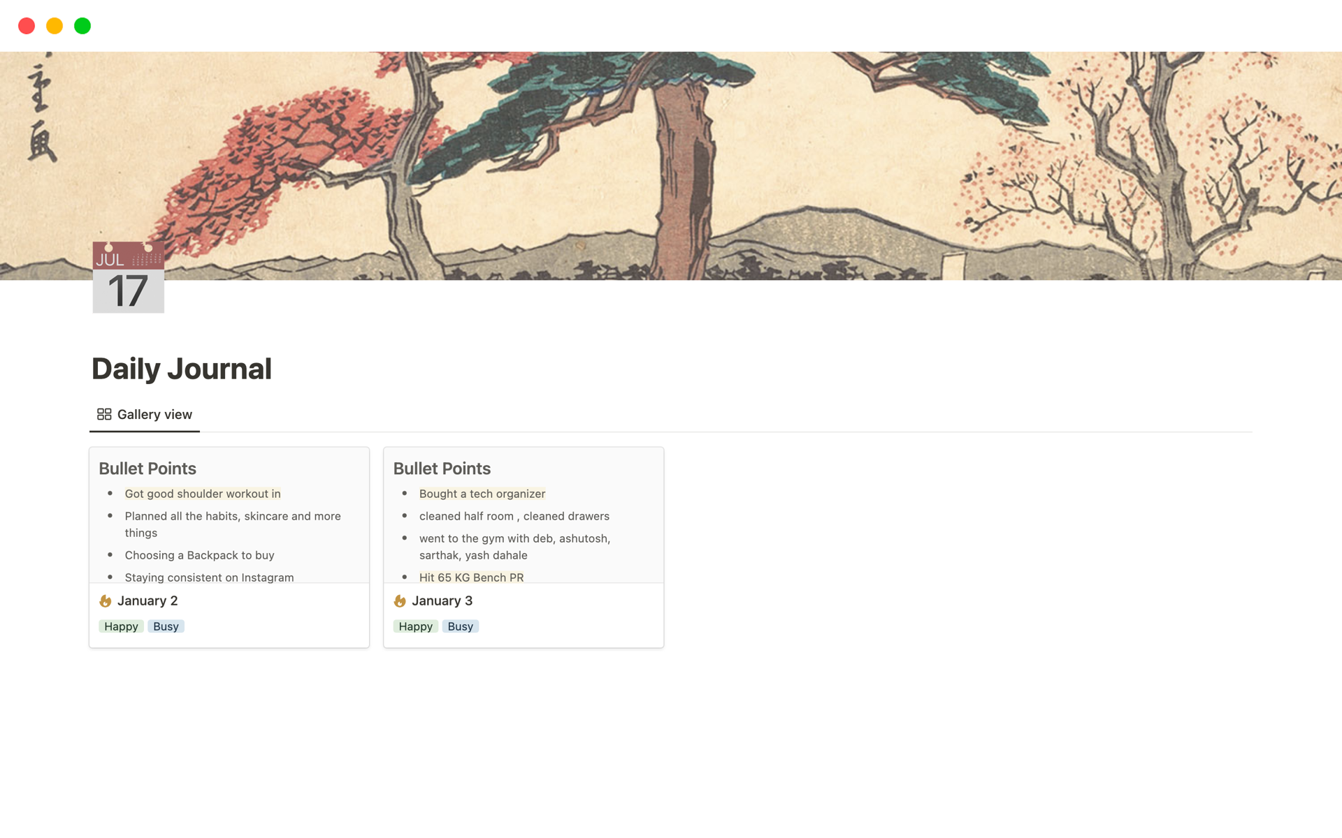 Daily Journal Notion Template