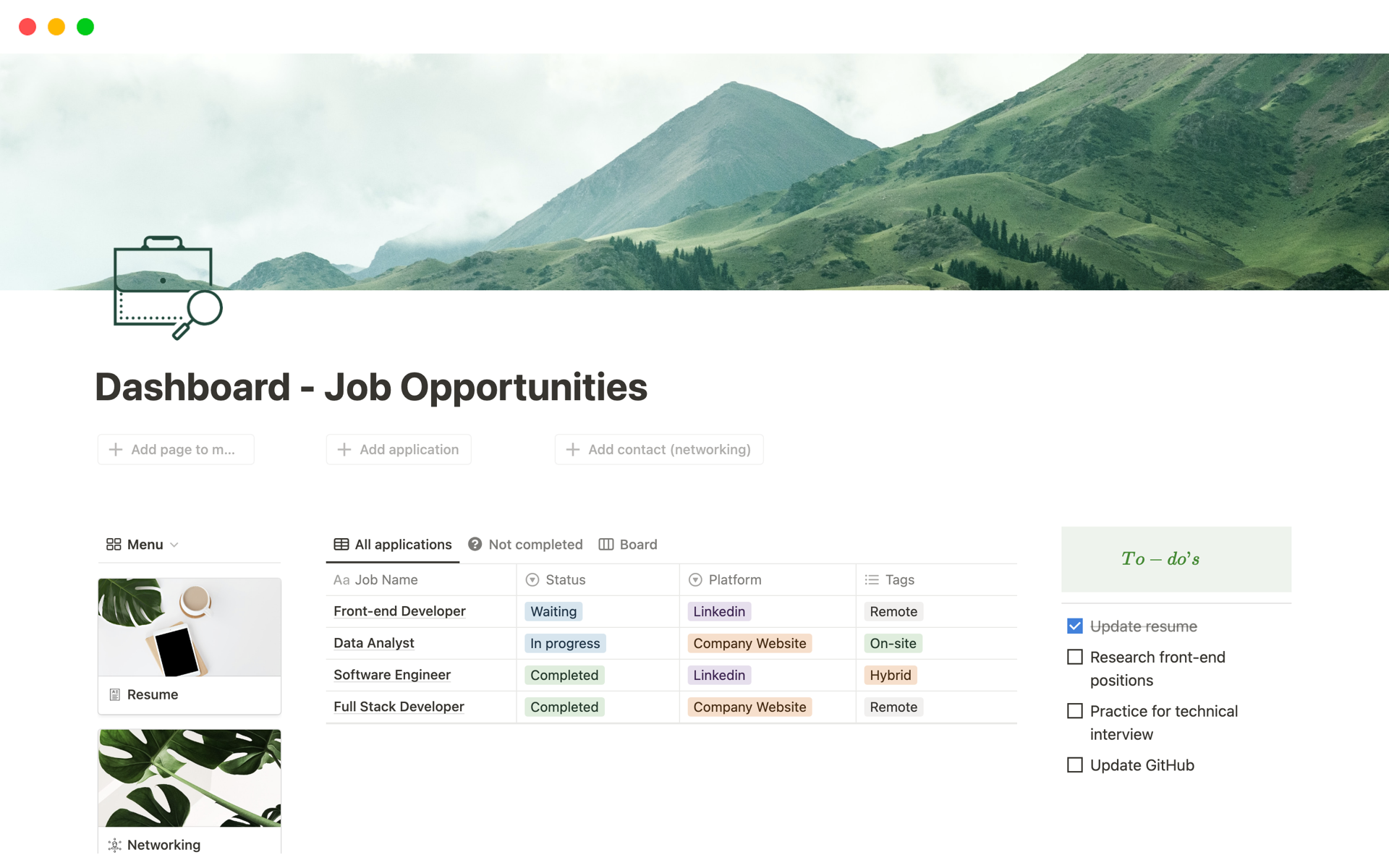 Dashboard Job Opportunities by Beatriz E. Notion Template