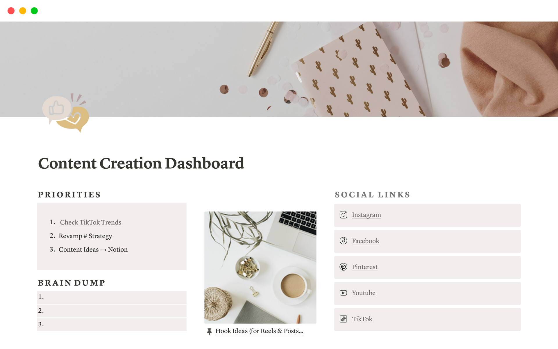 En förhandsgranskning av mallen för Content Creation Dashboard
