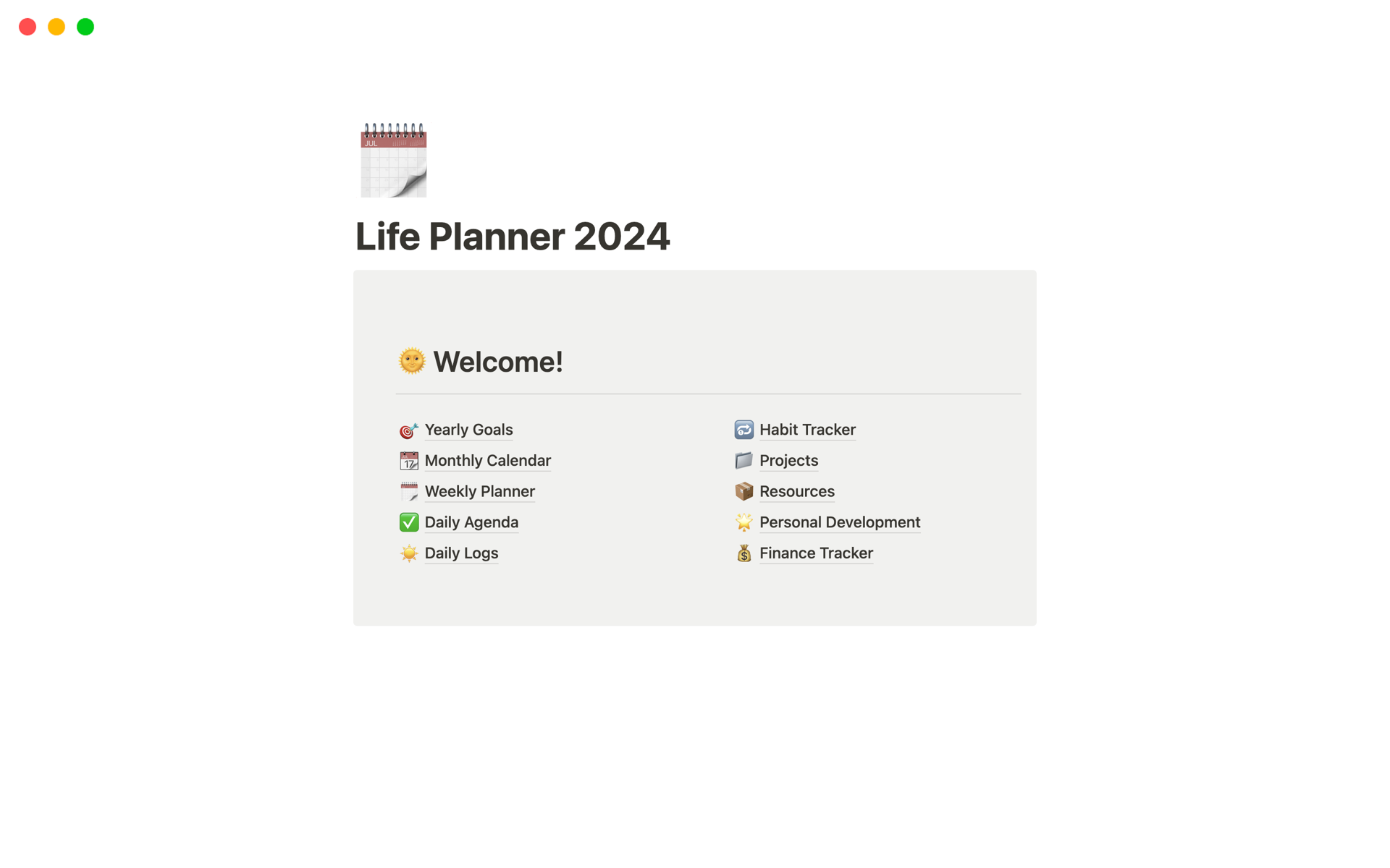 A template preview for 2024 All-In-One Life Planner