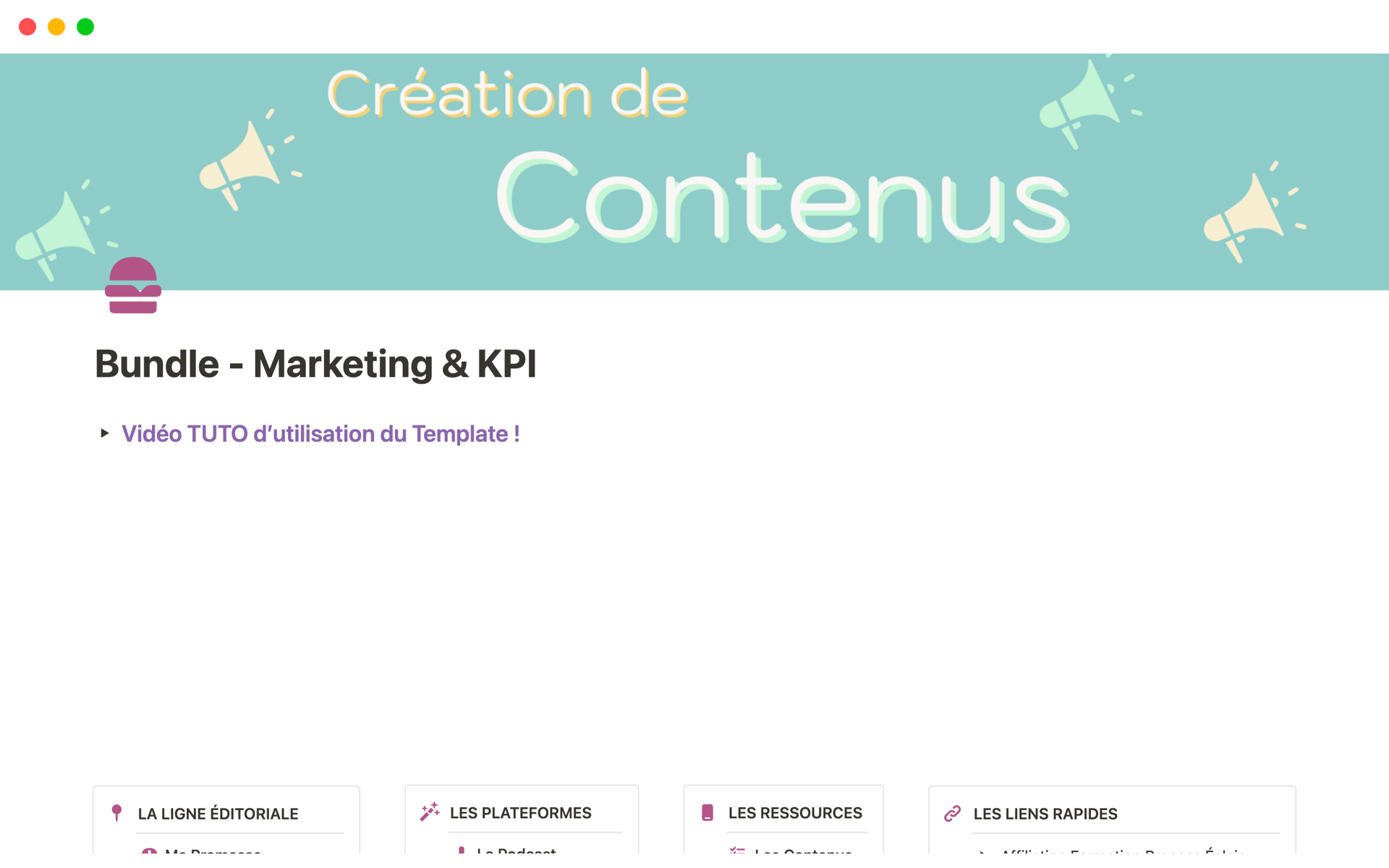 A template preview for Bundle - Marketing & KPI