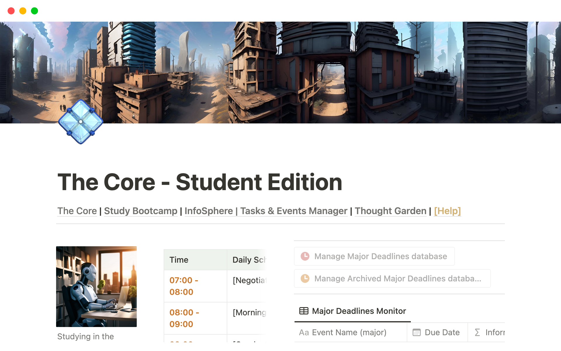 Uma prévia do modelo para The Core - Student Edition