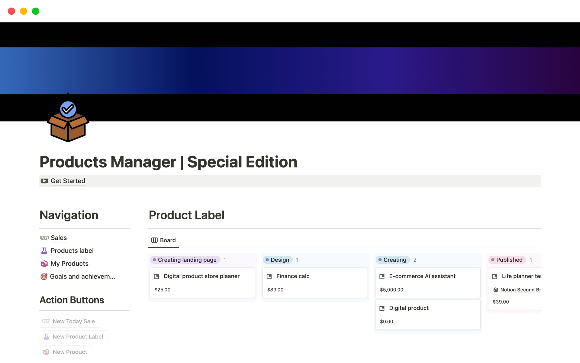 A template preview for Products Manager | Special Edition