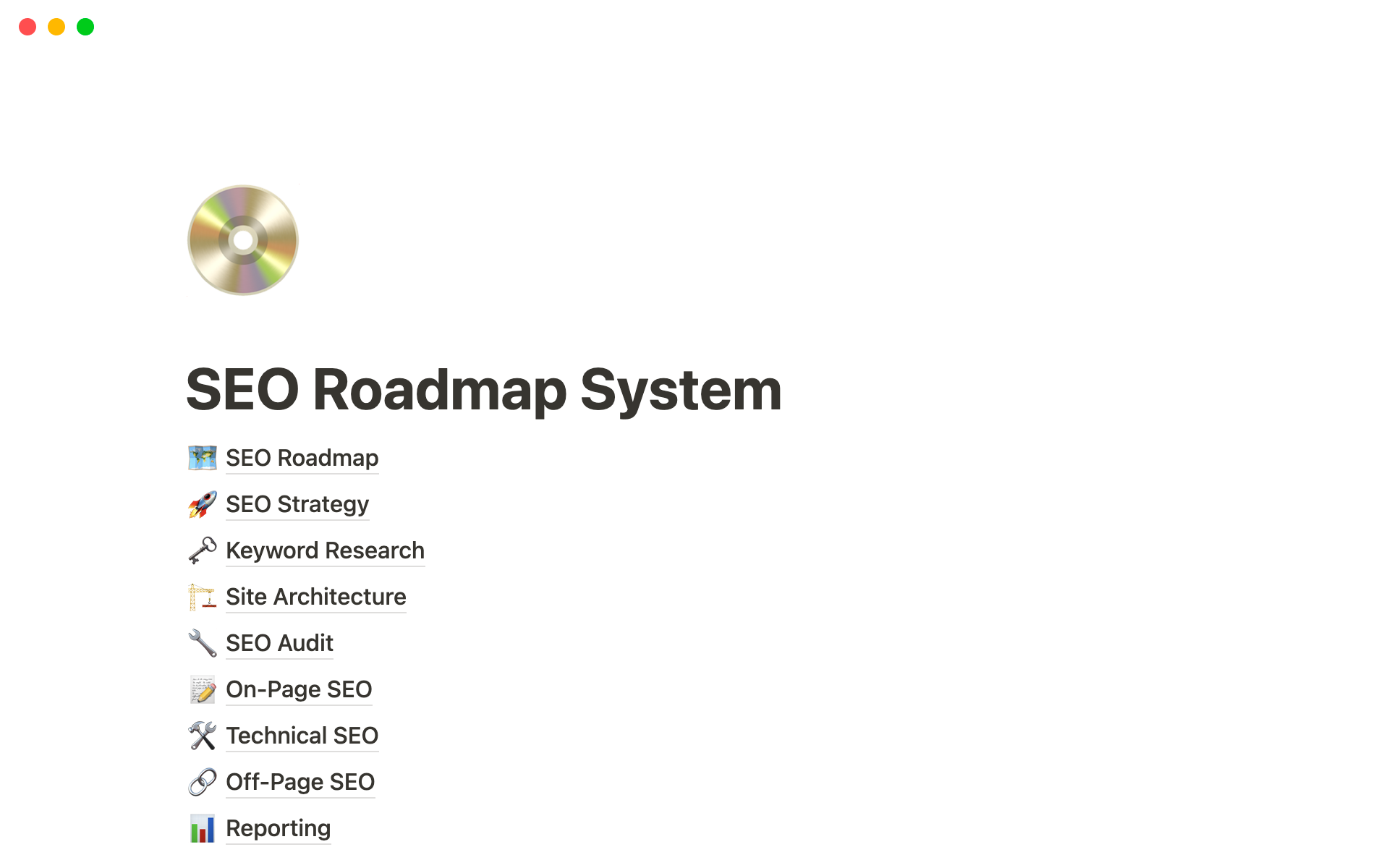 A template preview for SEO Roadmap Template