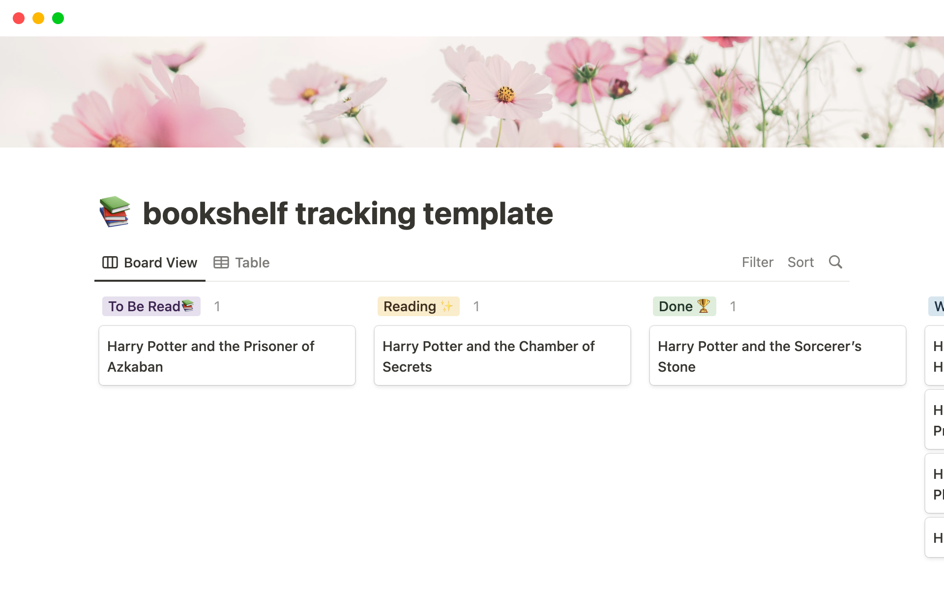 Bookshelf Tracker Notion Template