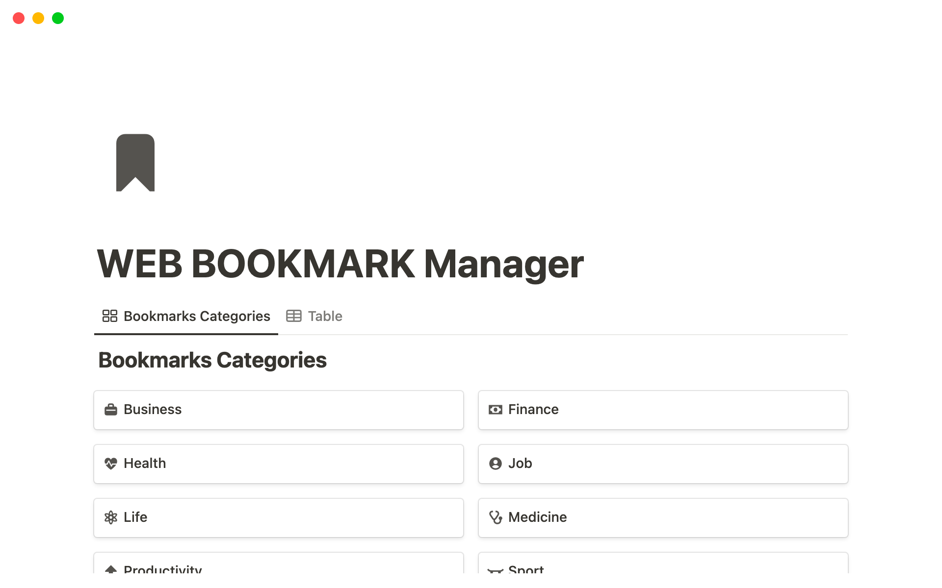  Bookmark Manager Notion Template