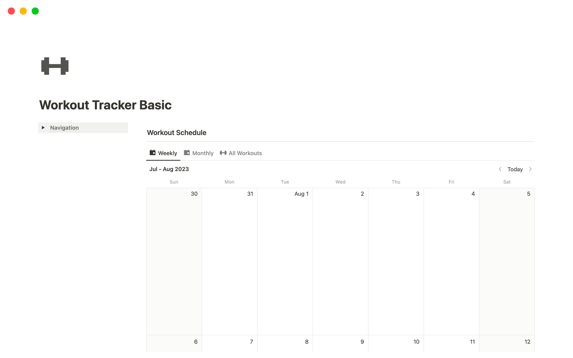 Aperçu du modèle de Workout Tracker by Rosidssoy