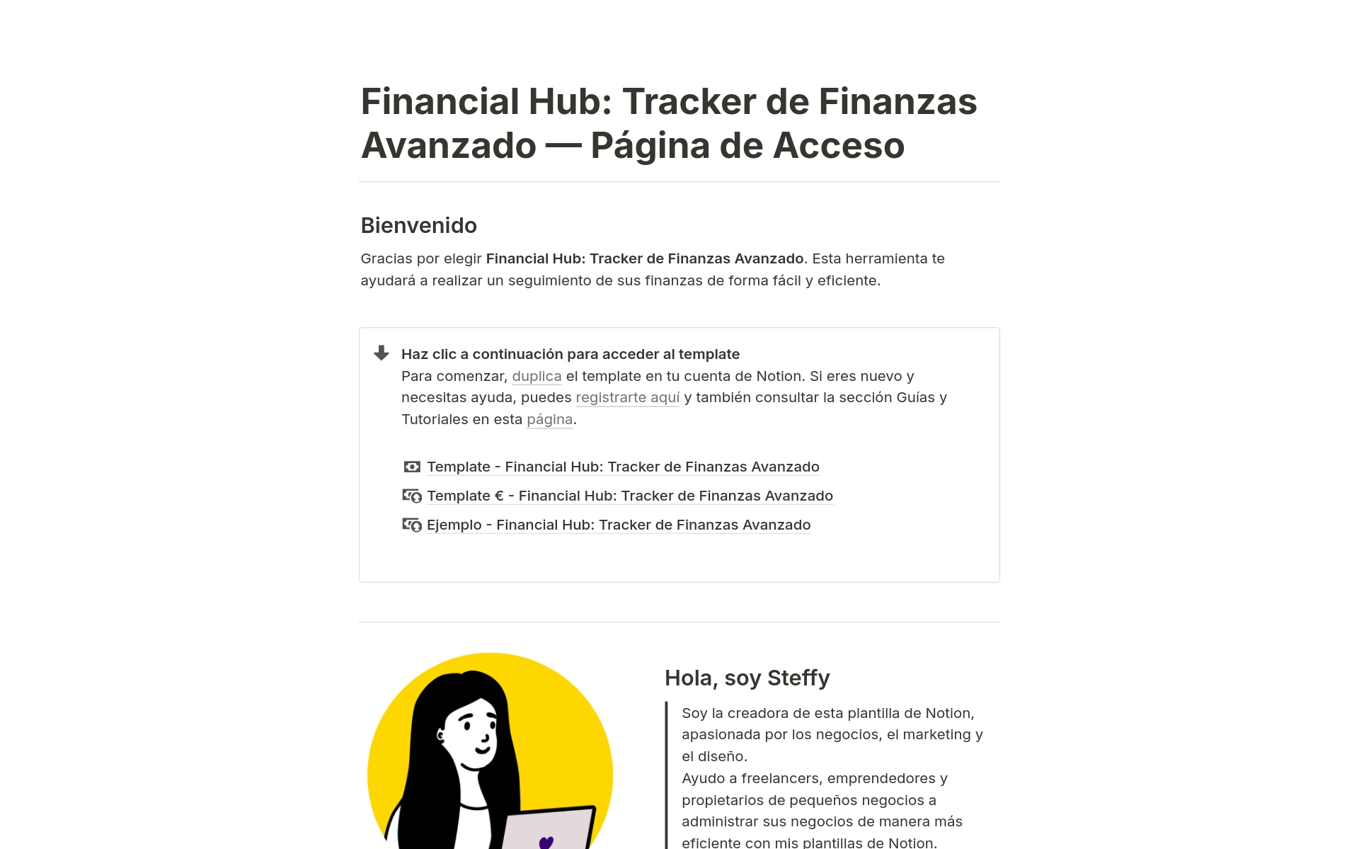 Vista previa de una plantilla para Tracker de Finanzas Avanzado