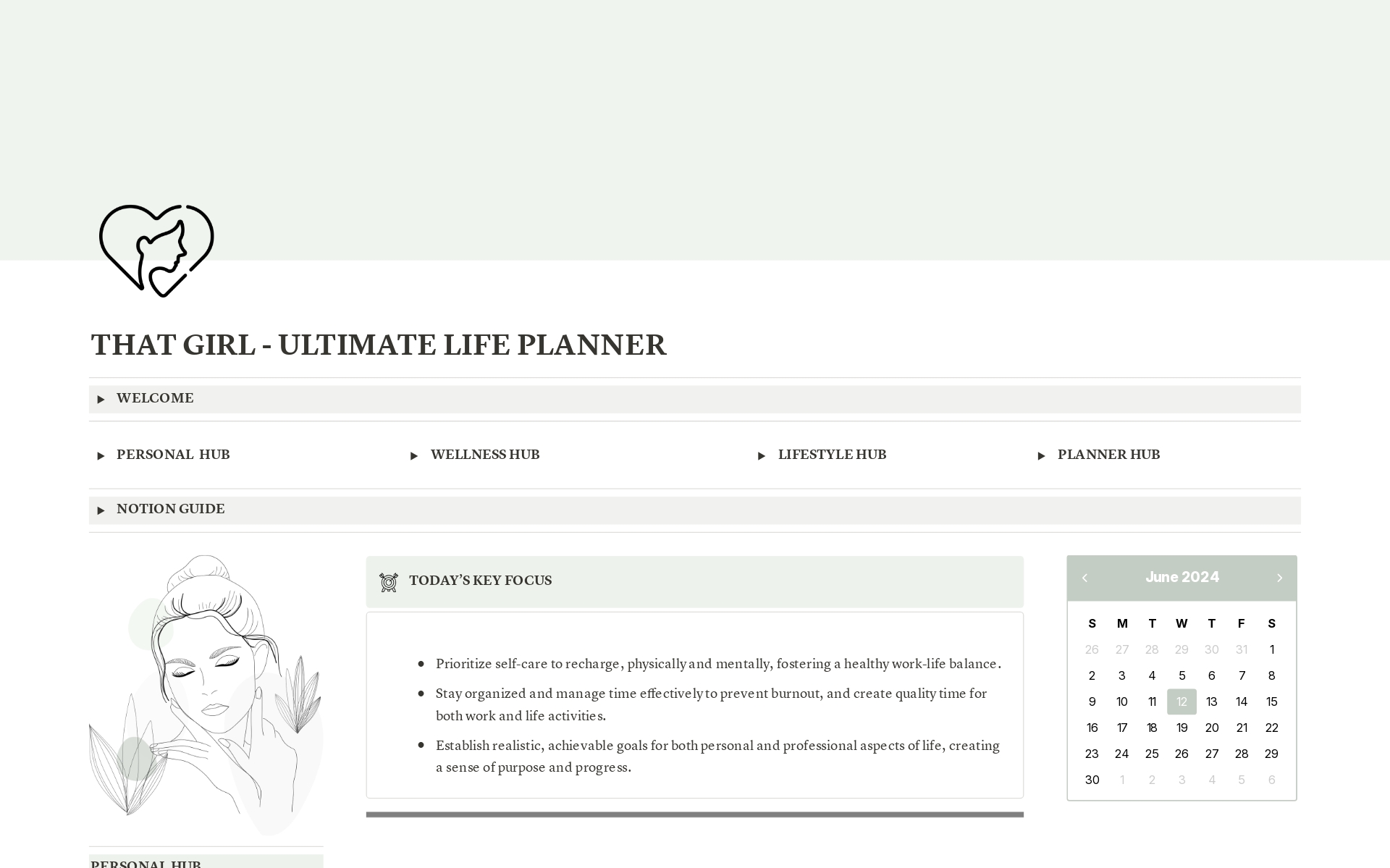 That Girl Ultimate Life Planner Sage Green by Elite Planify