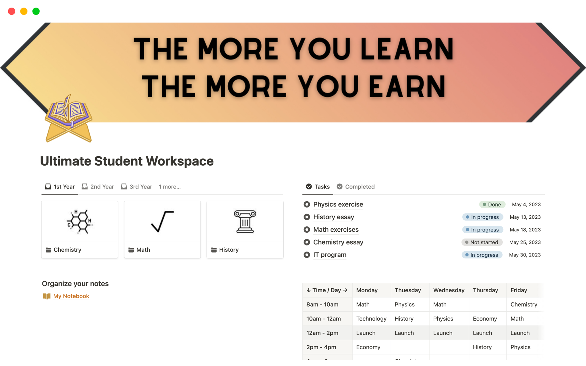 A template preview for Ultimate Student Workspace