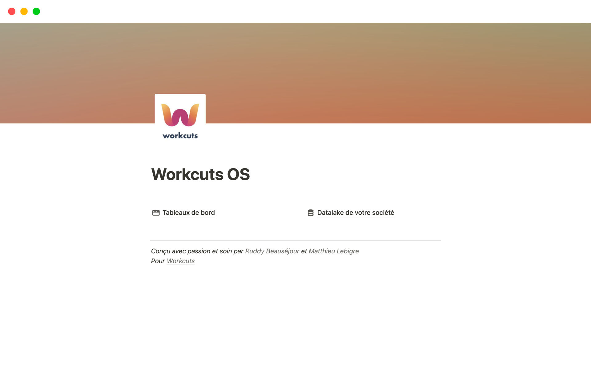 Eine Vorlagenvorschau für Workcuts OS