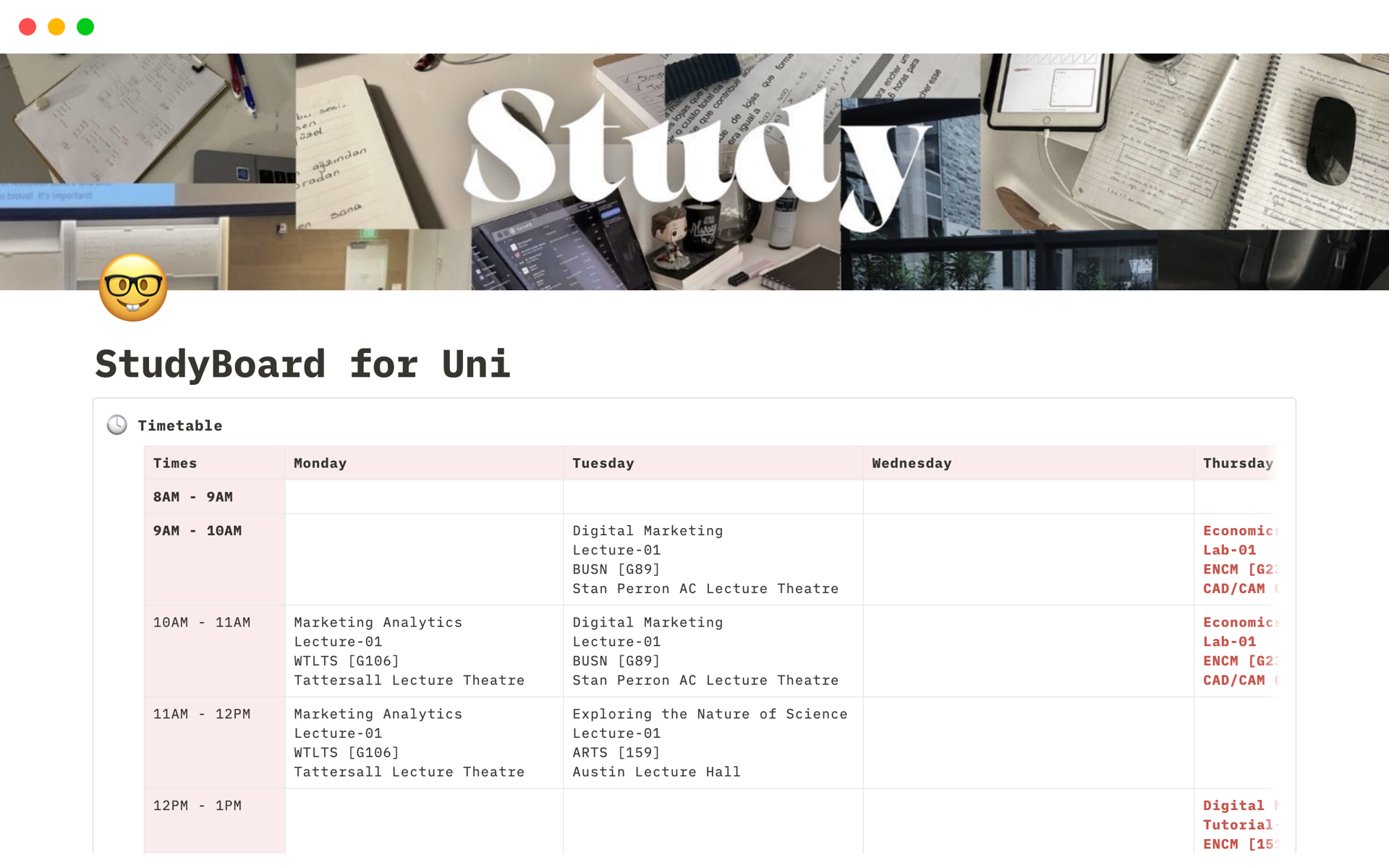 StudyBoard for Uni by Ada Chu Notion Template StudyBoard for Uni by Ada Chu Notion Template