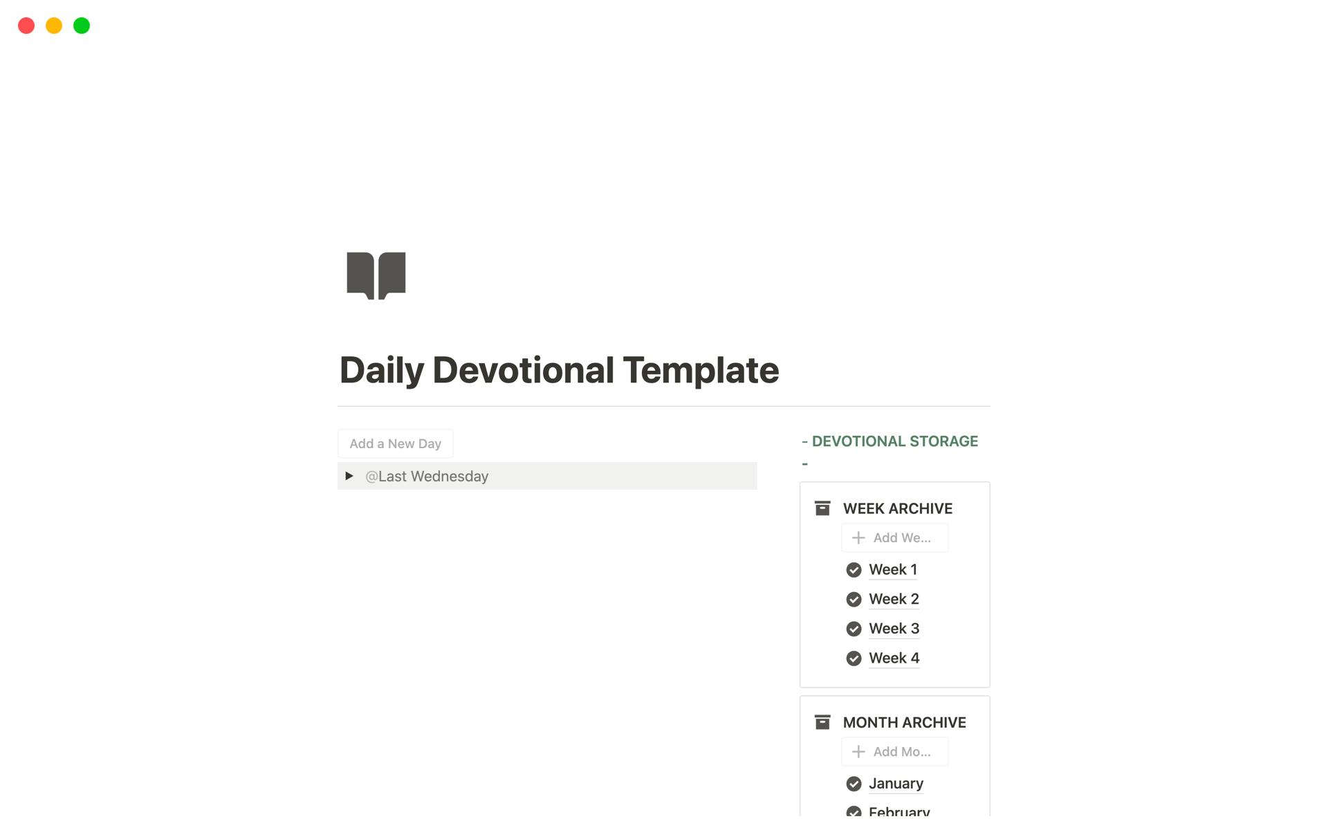 A template preview for Daily Devotional Template