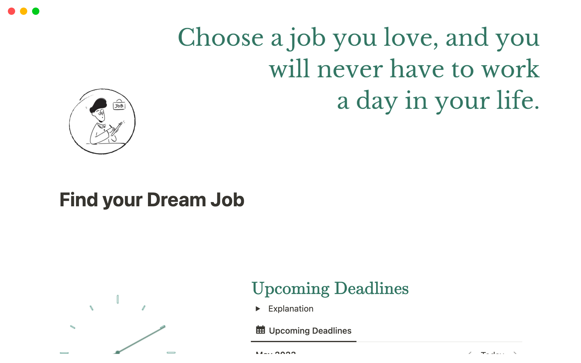 Uma prévia do modelo para Find your Dream Job