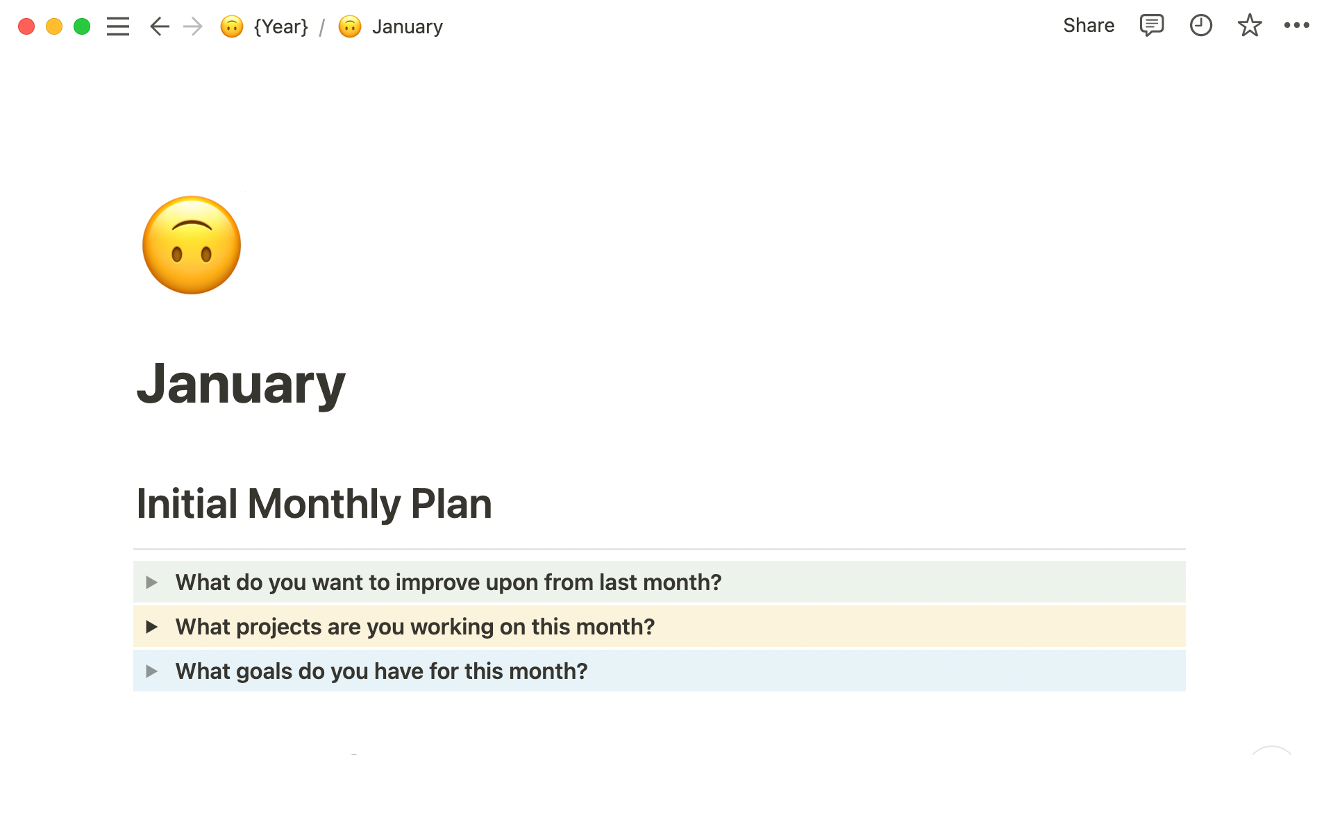 A template preview for Personal planner