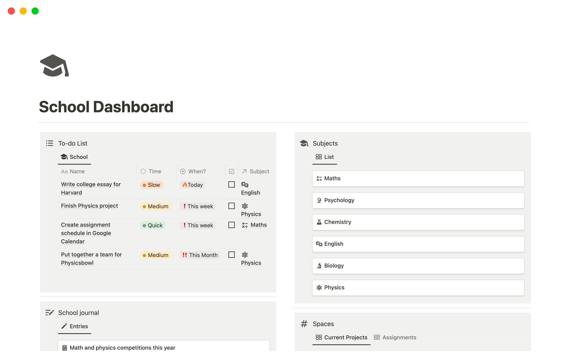 A template preview for School Dashboard and Manager