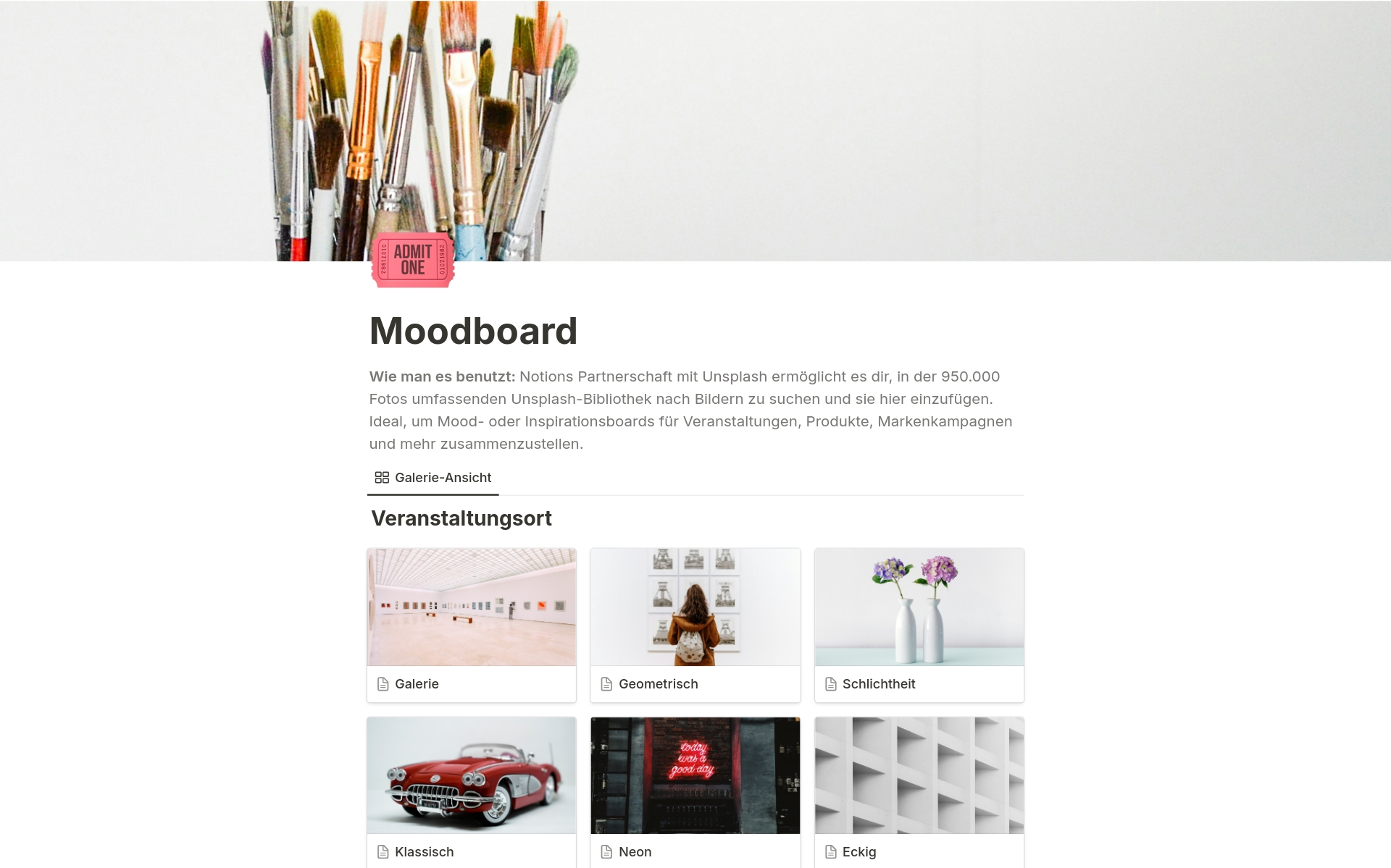 Stelle Mood- oder Inspirationsboards für Veranstaltungen, Produkte, Markenkampagnen und mehr zusammen.