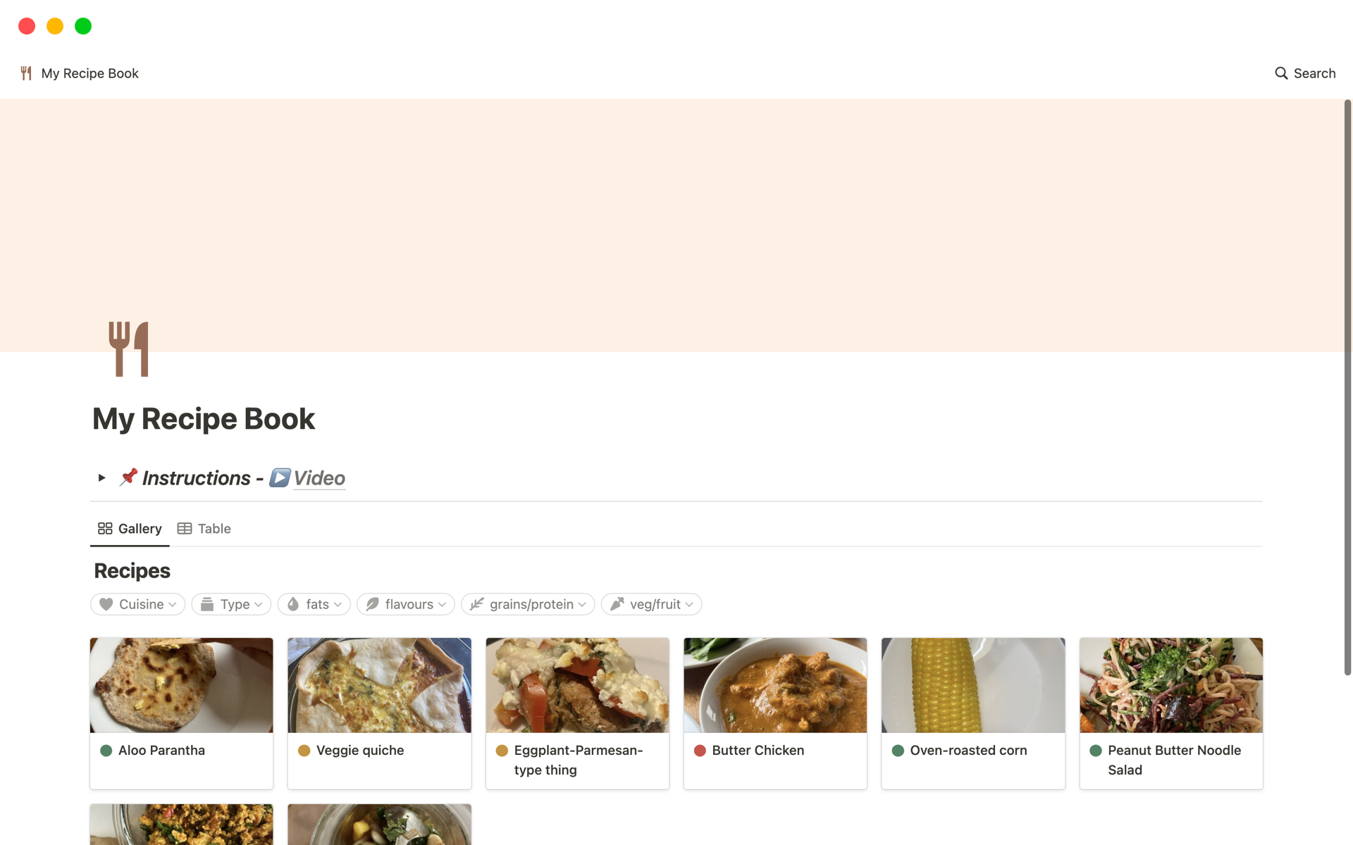 Organise and find your recipe cards through filters to help you decide what to cook!