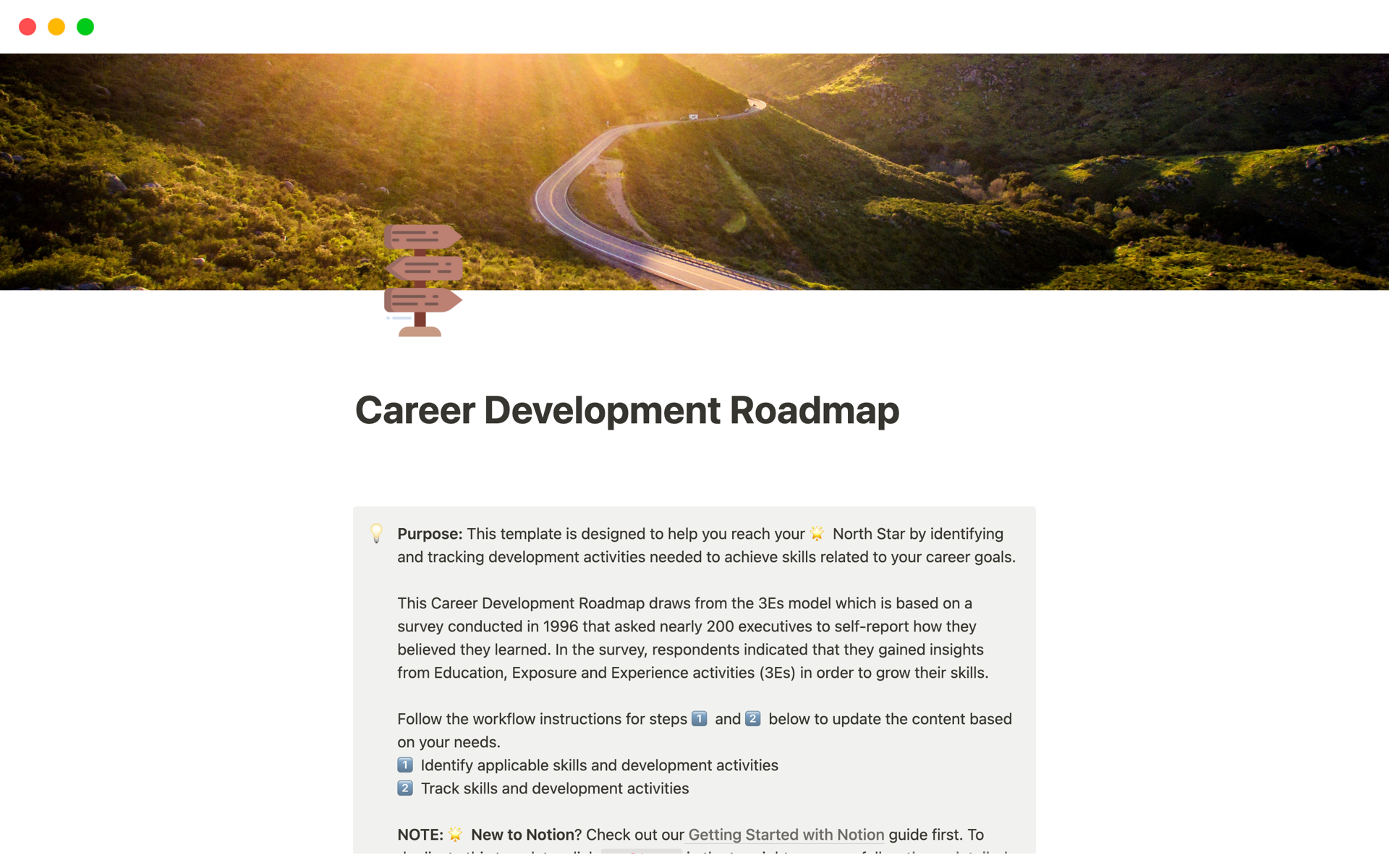 A template preview for Career Development Roadmap