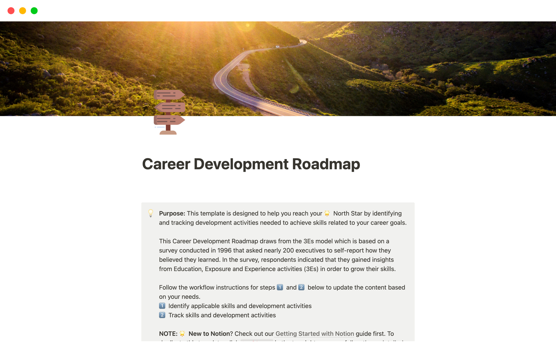 Eine Vorlagenvorschau für Career Development Roadmap