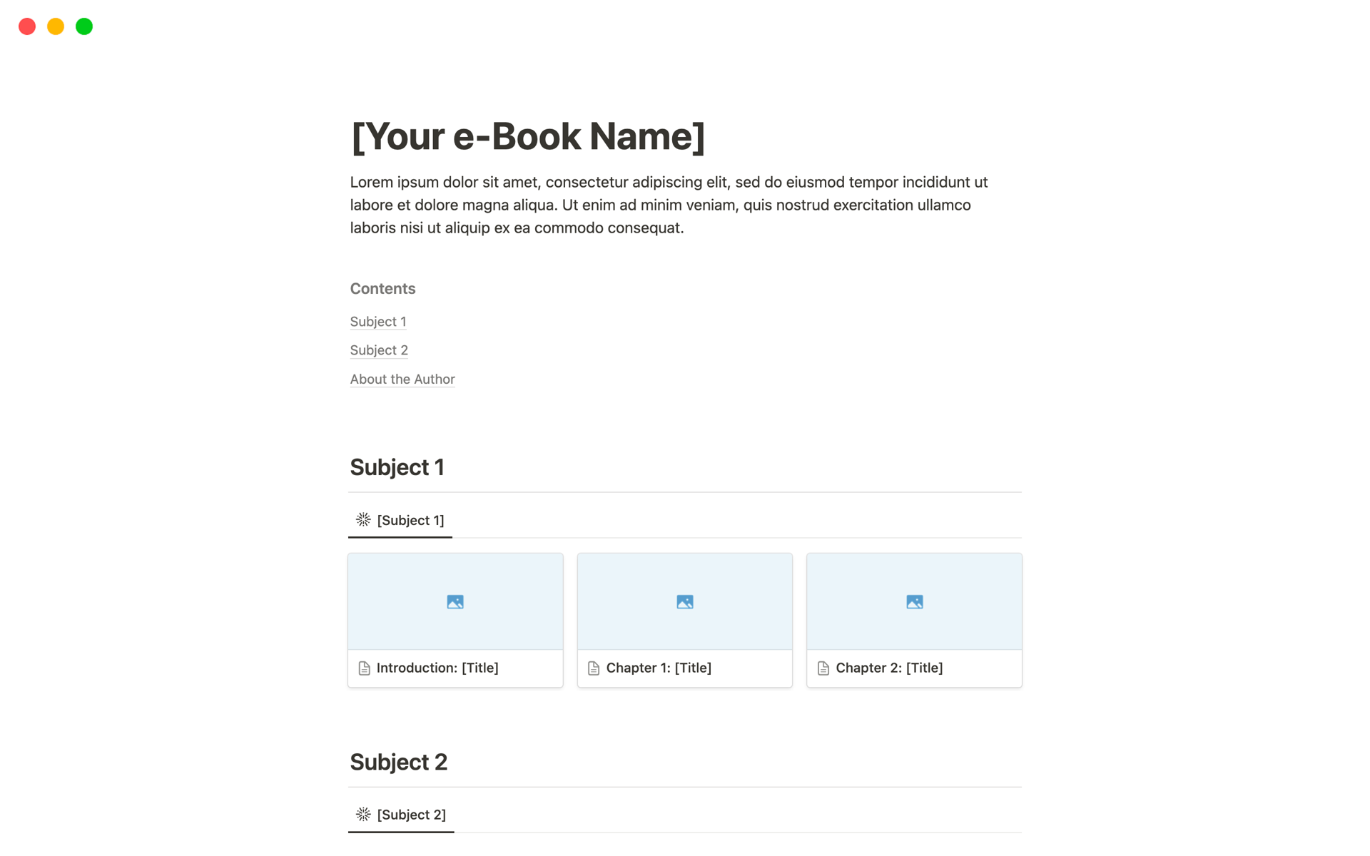 A template preview for  e-Book