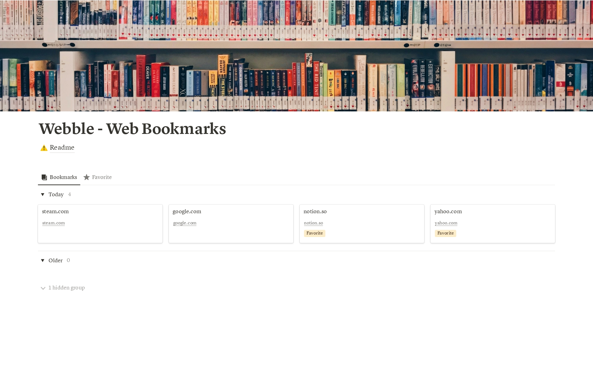 En förhandsgranskning av mallen för Webble - Web Bookmarks