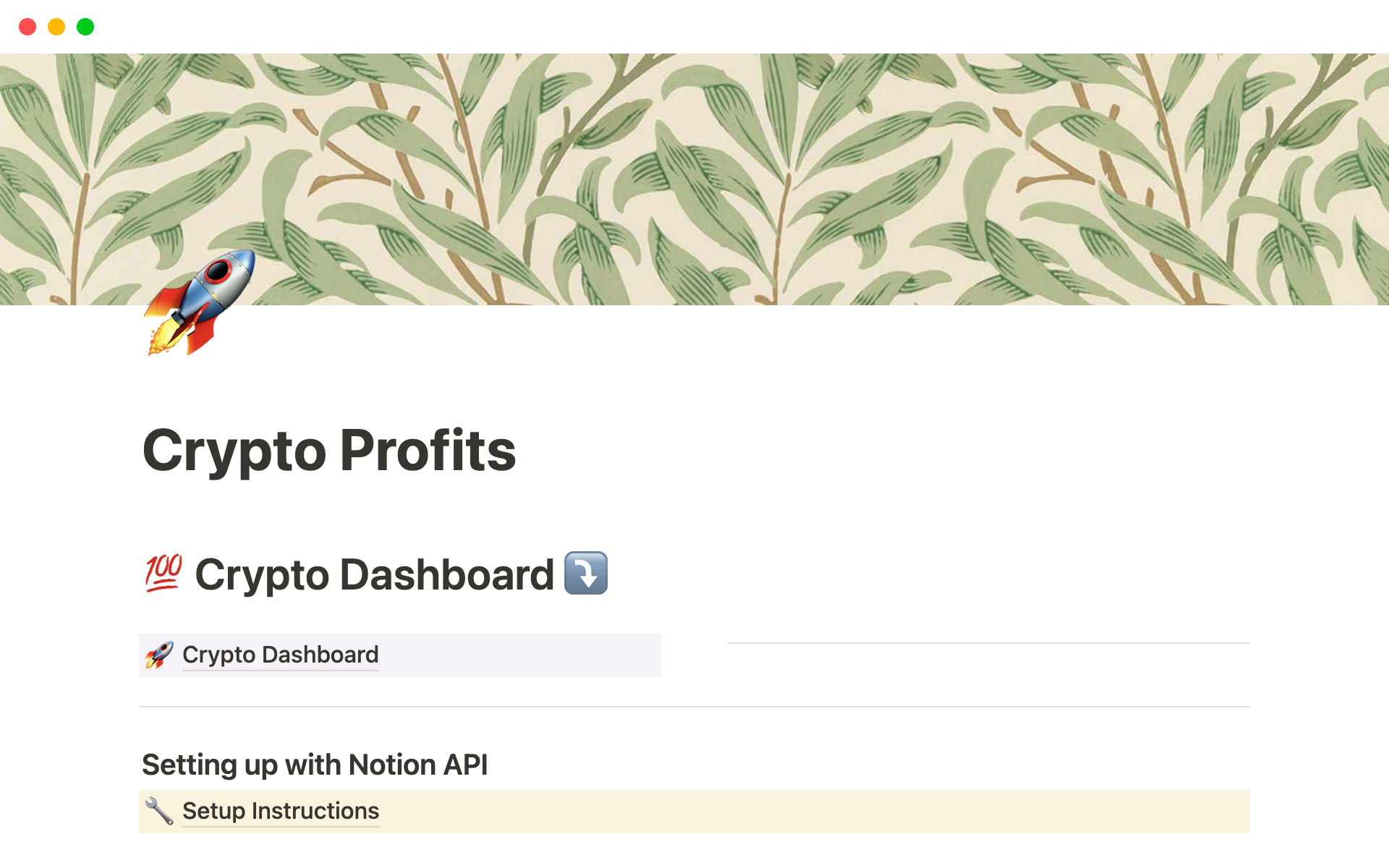 Aperçu du modèle de Crypto Profits Tracker (+ Notion API Integration in Python)