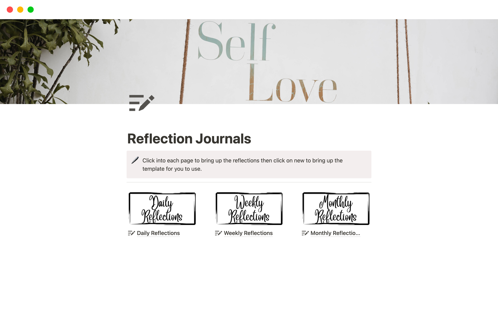 Vista previa de plantilla para Reflection Journals
