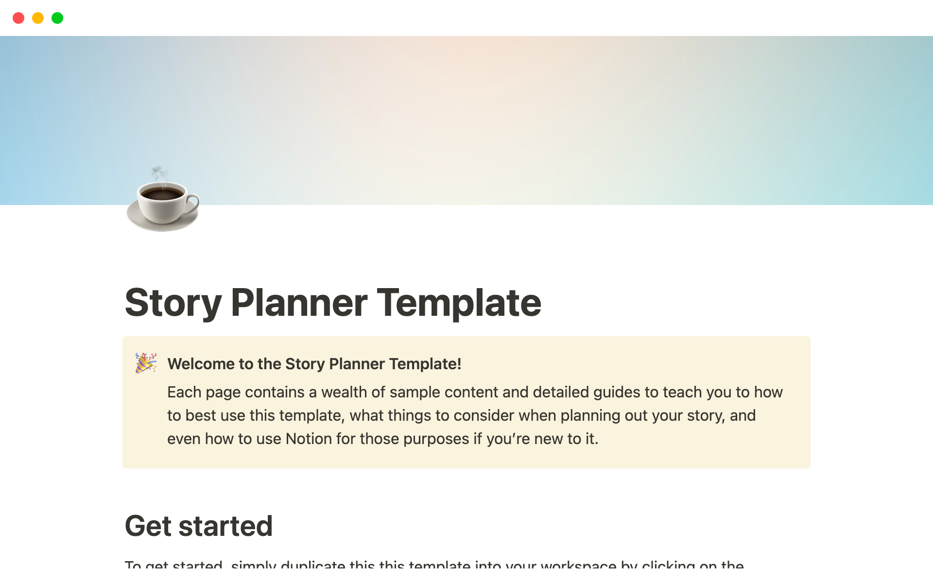 A template preview for Ultimate Story Planner Workspace for Comics, Webtoons, and Manga