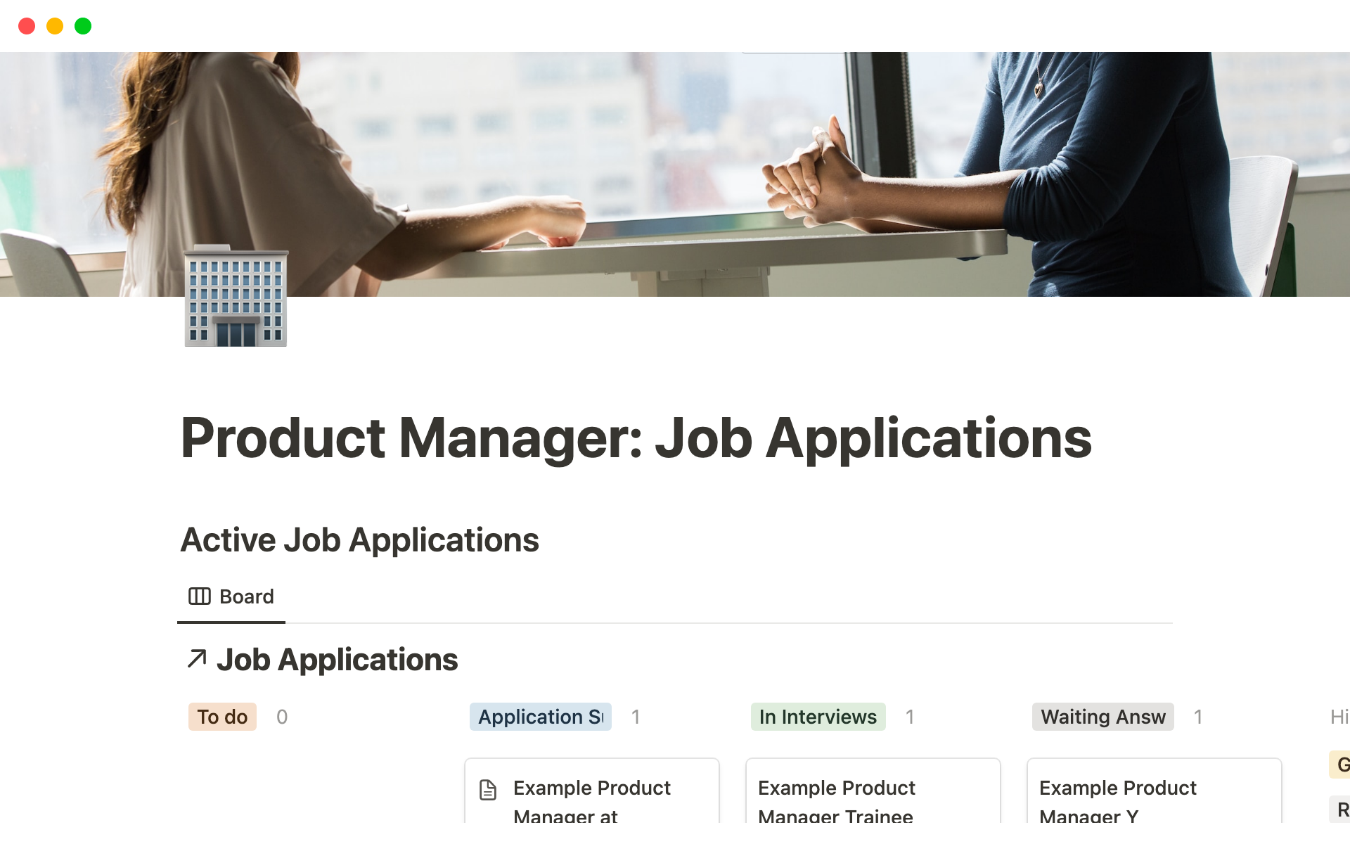 Product Management Job Applications Notion Template