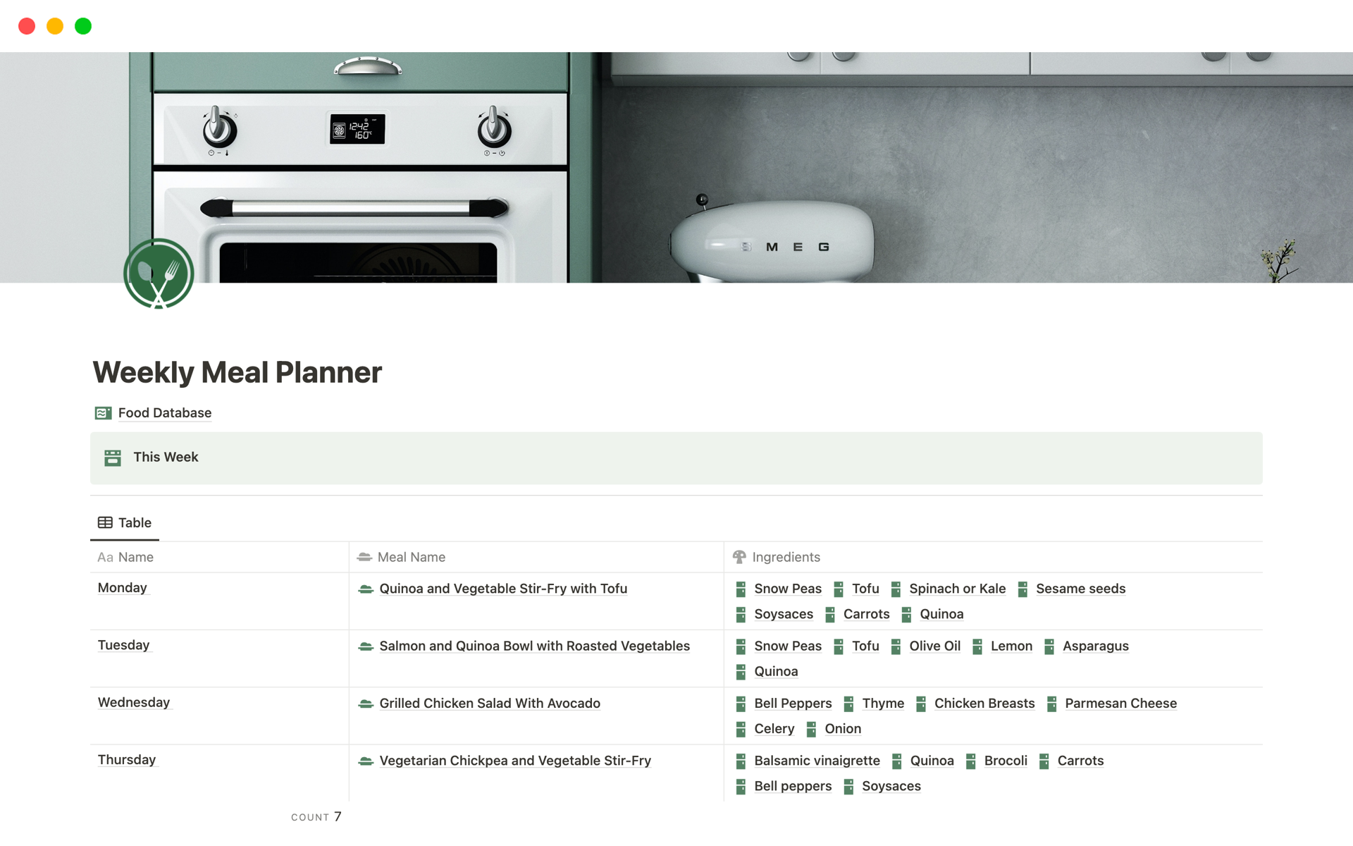 Weekly Meal Planner by Saad Notion Template
